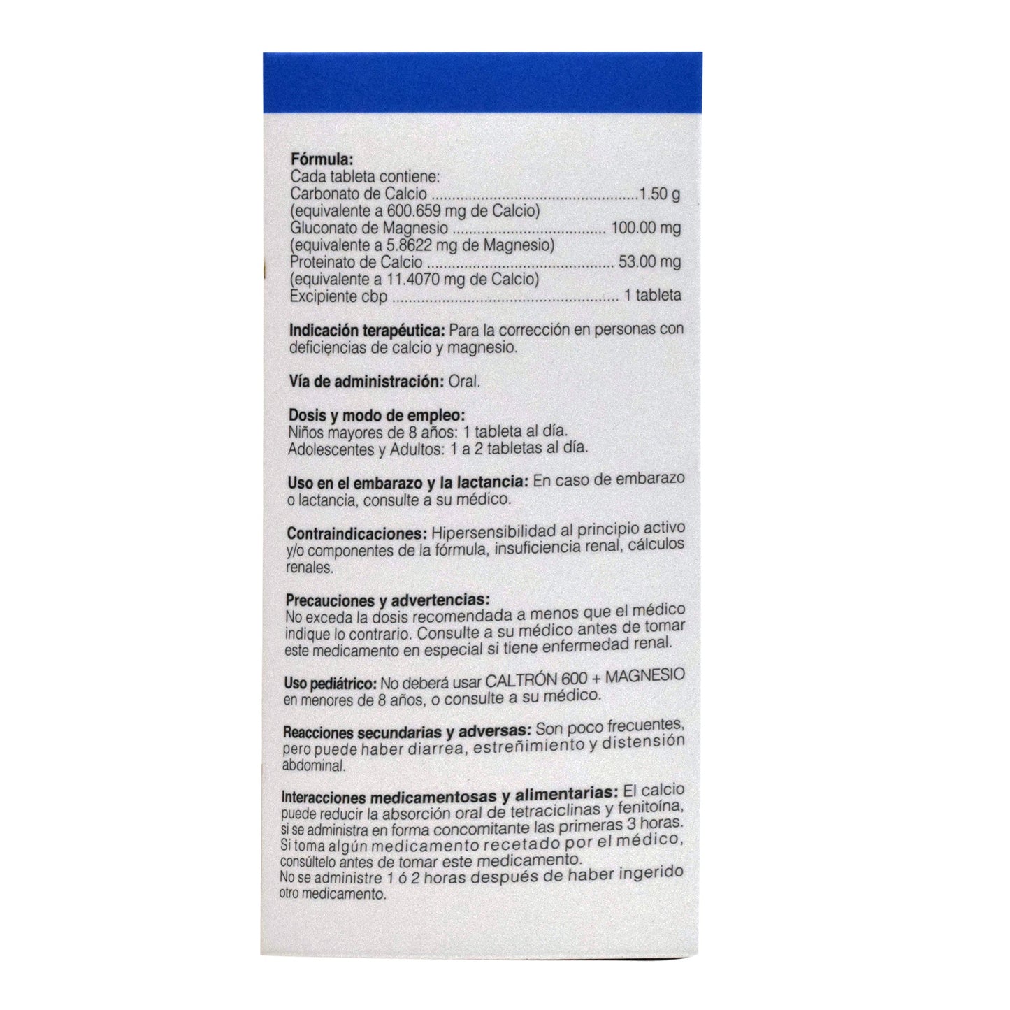 Calcio Caltron 600 Con Magnesio 60 Tabletas (SALUD NATURAL)
