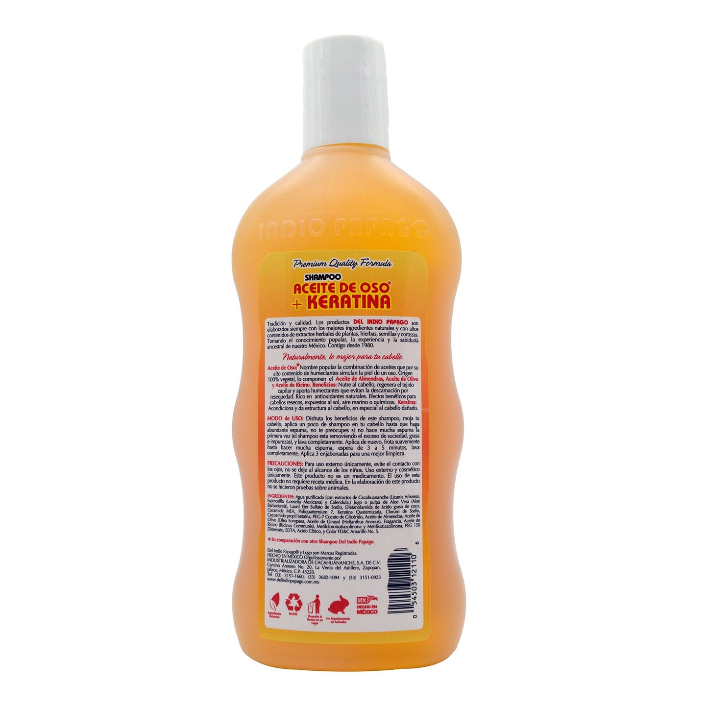Shampoo Aceite De Oso Y Keratina 550 Mililitros (DEL INDIO PAPAGO)