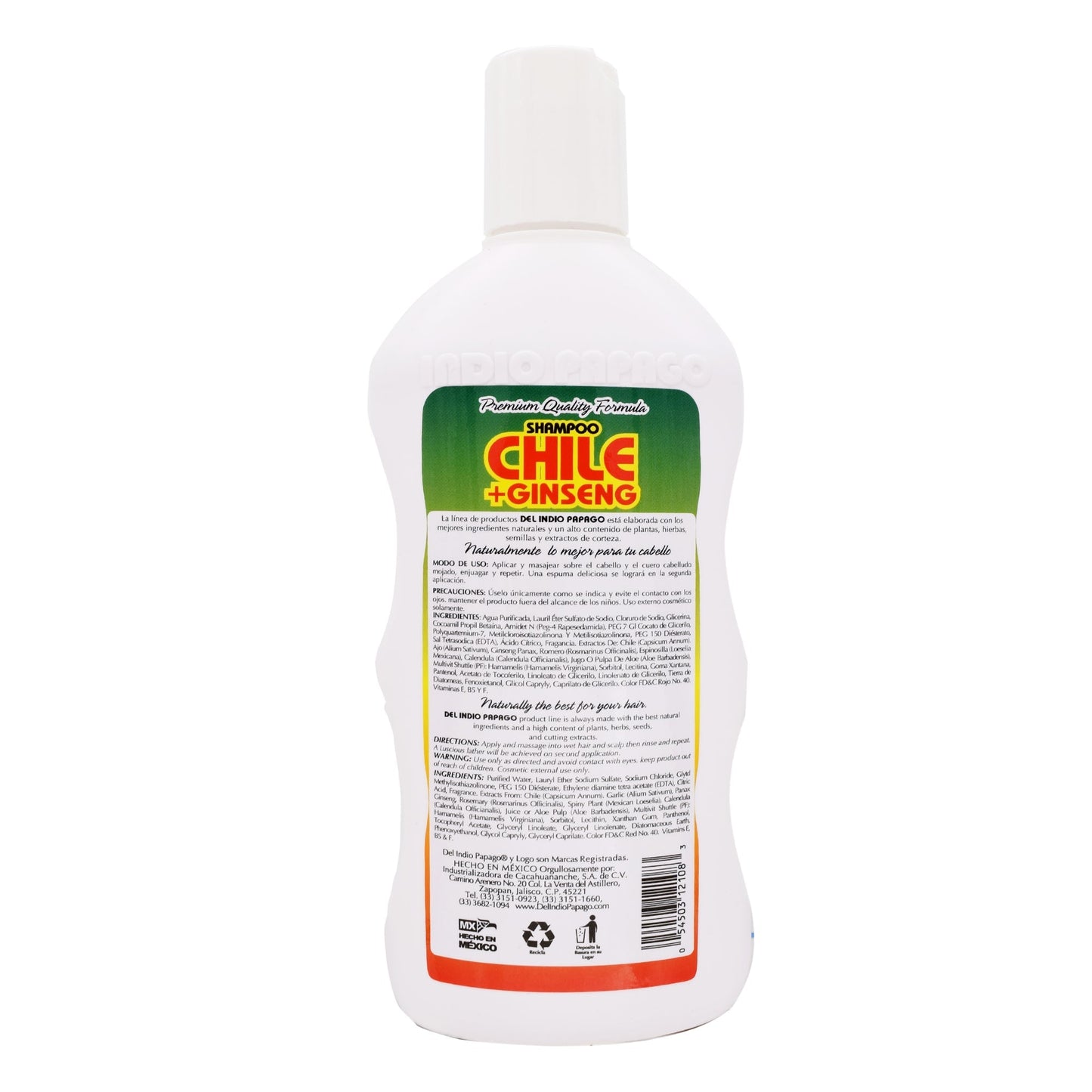 Shampoo Chile 550 Mililitros (DEL INDIO PAPAGO)