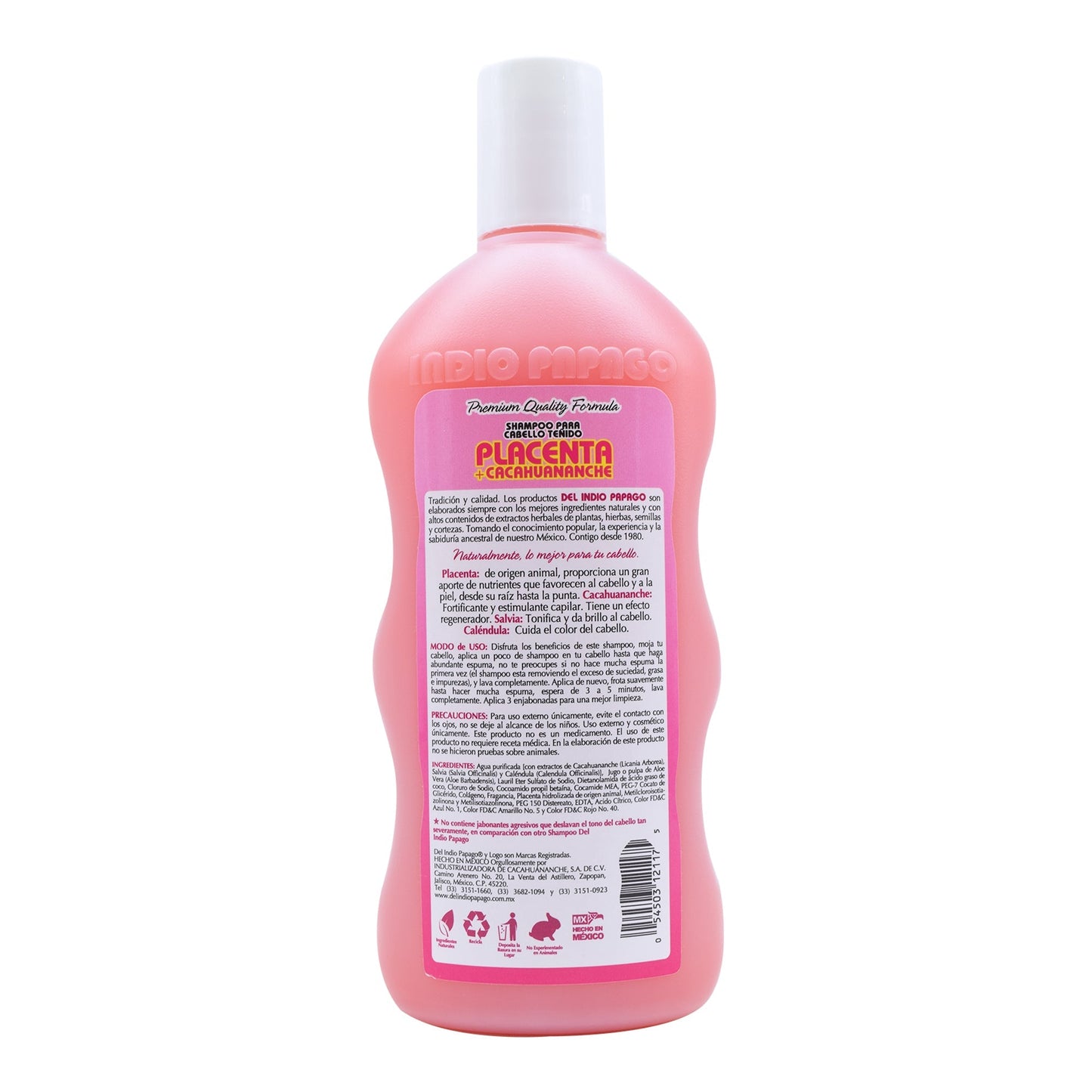 Shampoo Placenta Cacahuananche 550 Mililitros (DEL INDIO PAPAGO)