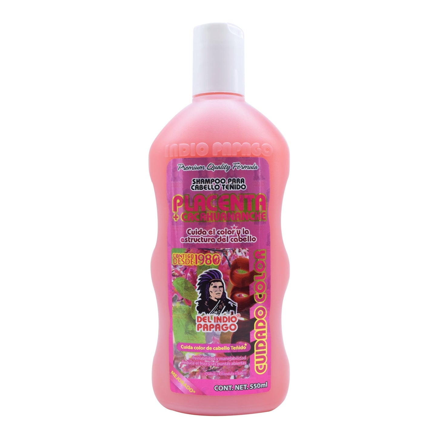 Shampoo Placenta Cacahuananche 550 Mililitros (DEL INDIO PAPAGO)