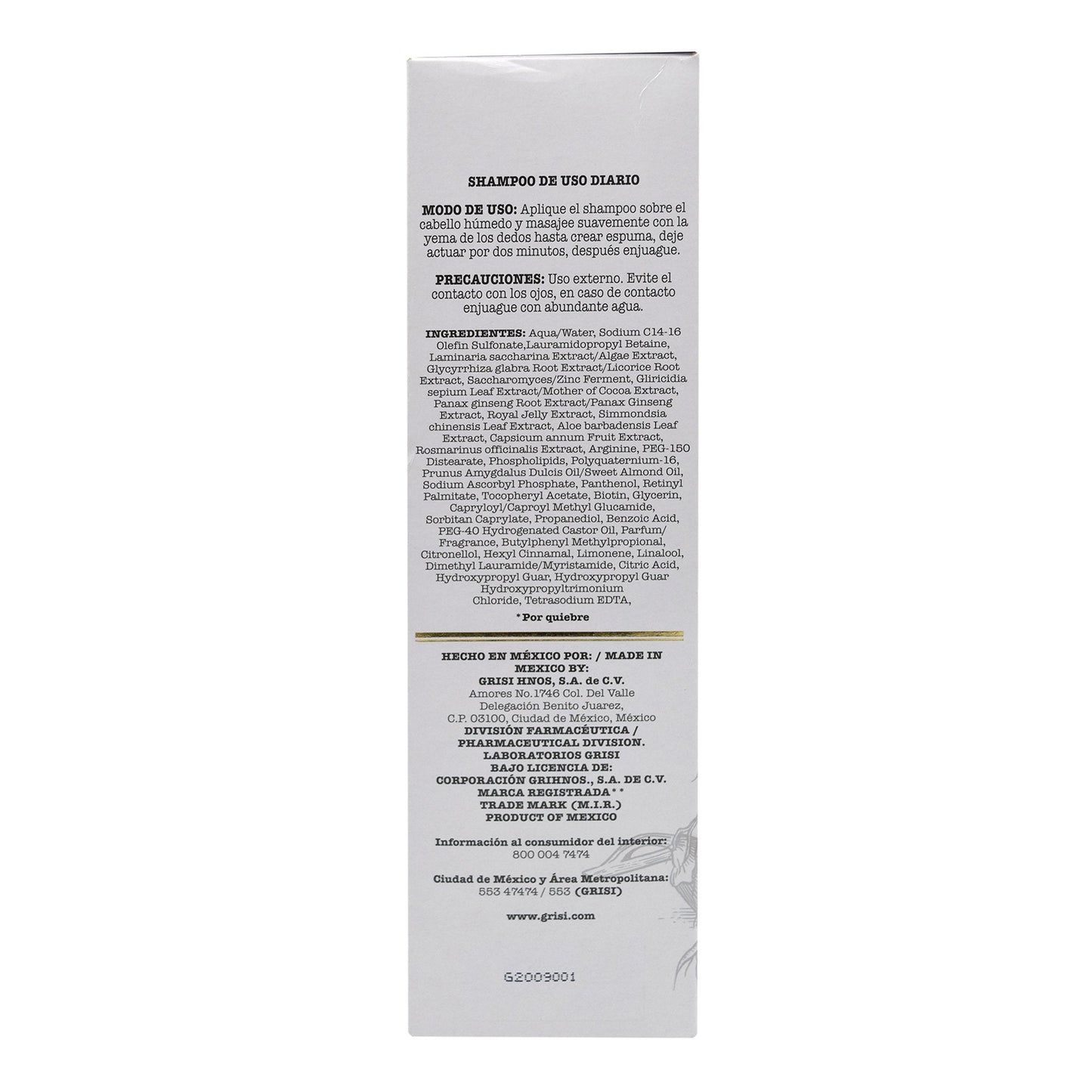 Shampoo Anti Caida 480 Mililitros (BOTIKA GRISI)