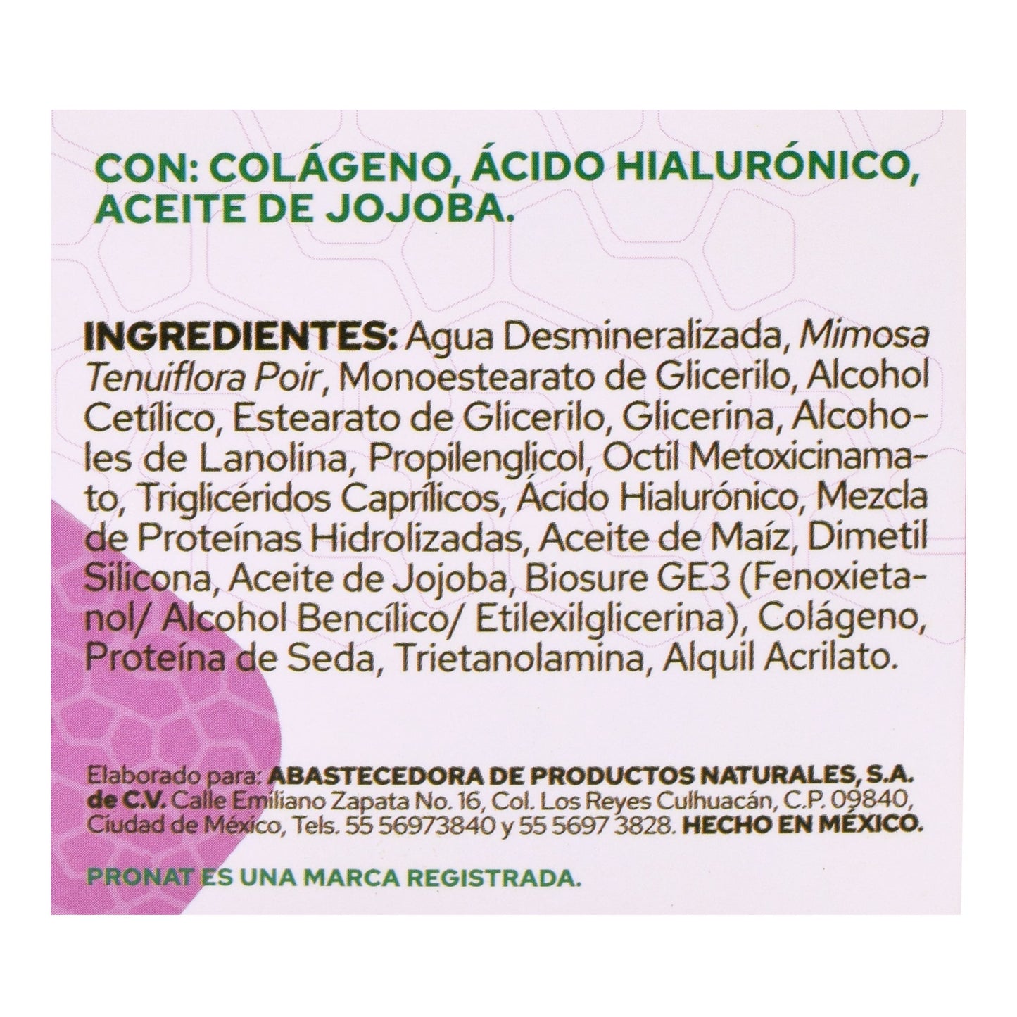 Crema Con Colageno Y Acido Hialuronico 120 G (PRONAT)