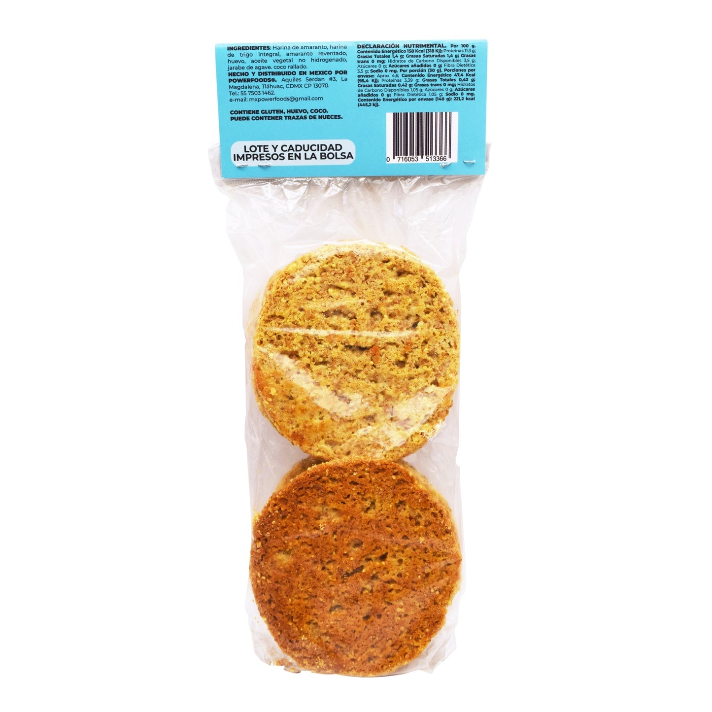 Galletas De Amaranto Con Coco Rallado 140 G (Caja 12) (POWER FOODS)