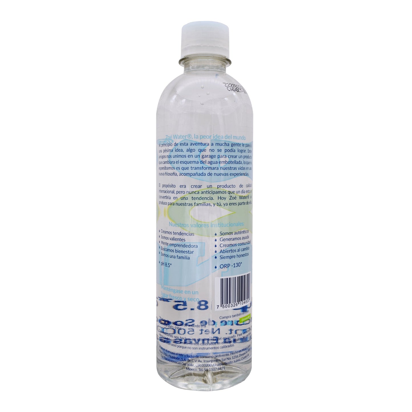 Agua Alcalina Ionizada 500 Mililitros (ZOE)