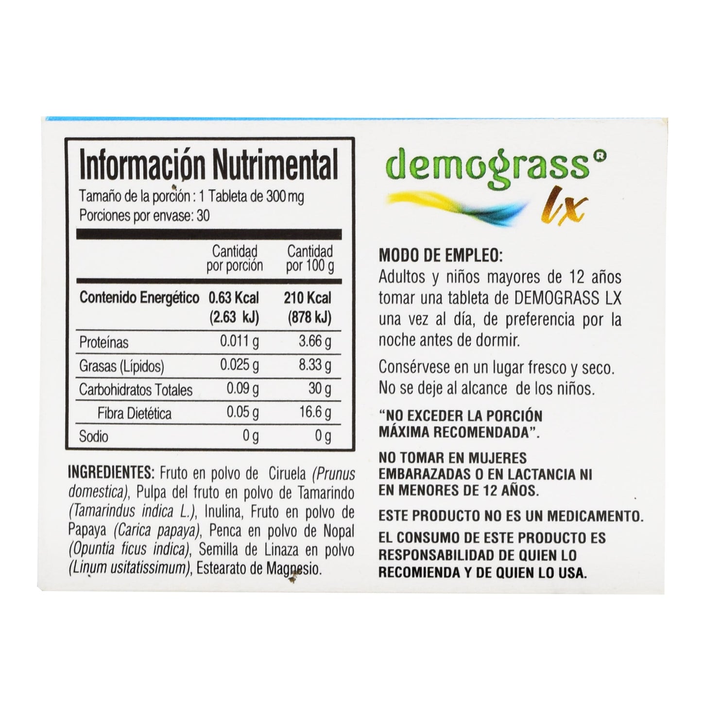 Demograss LX 30 Tabs con linaza y nopal – Limpieza, fibra y control de peso