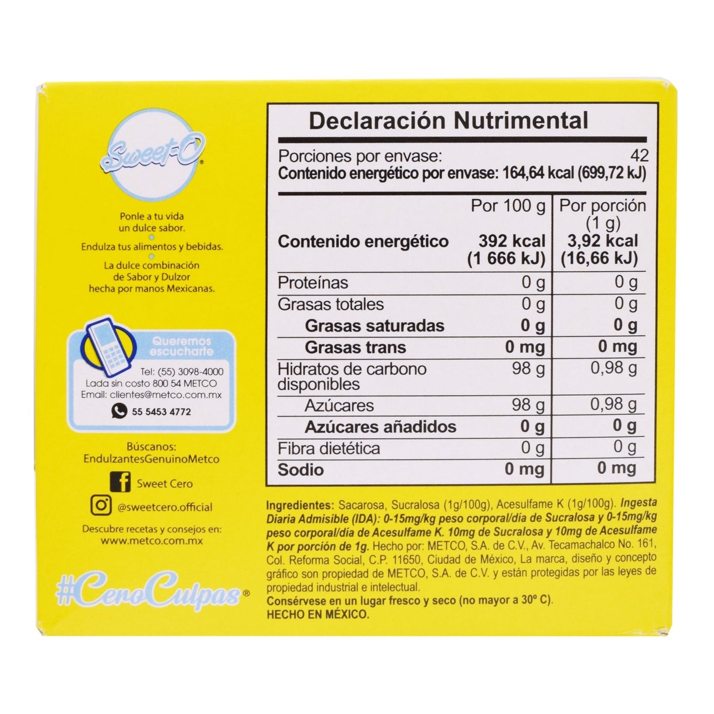 Endulzante Sweet Cero 42 Sob (METCO)