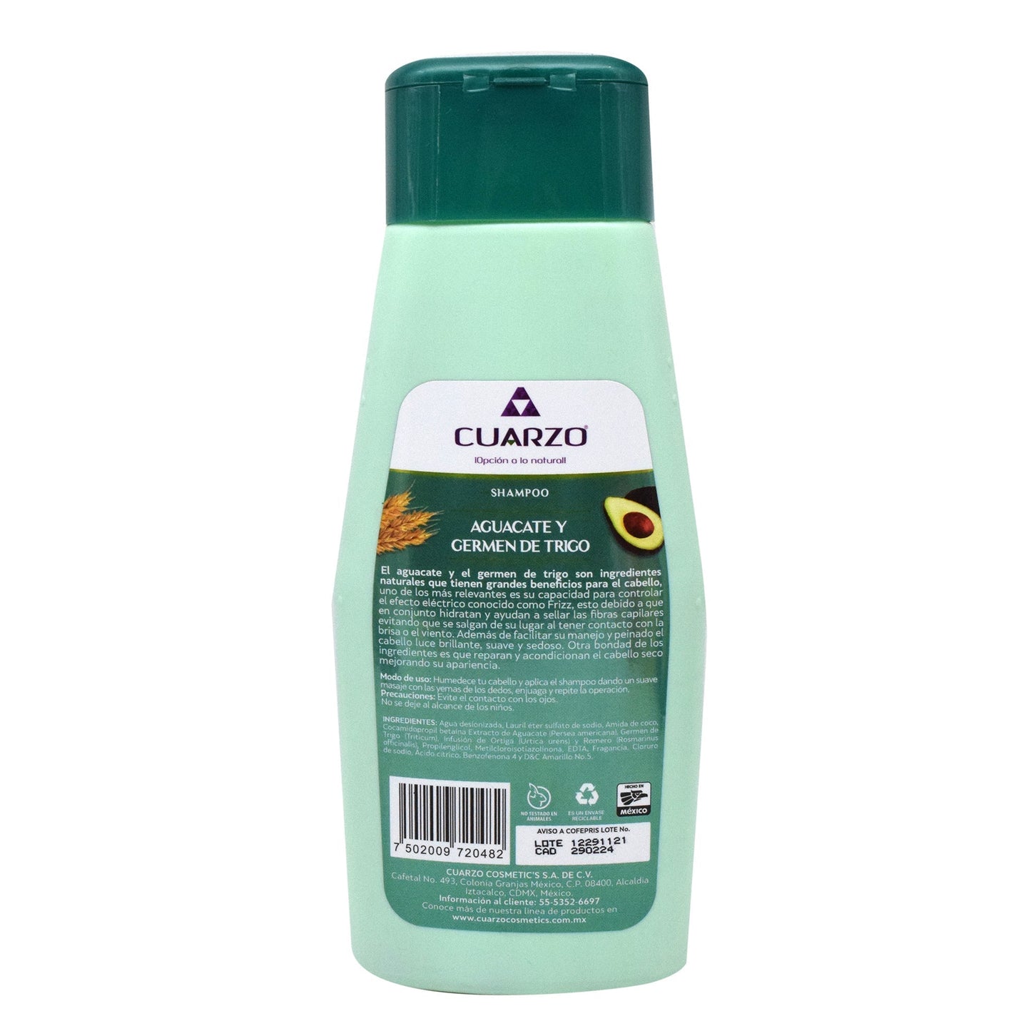 Shampoo Aguacate Y Germen De Trigo 550 Mililitros (CUARZO)