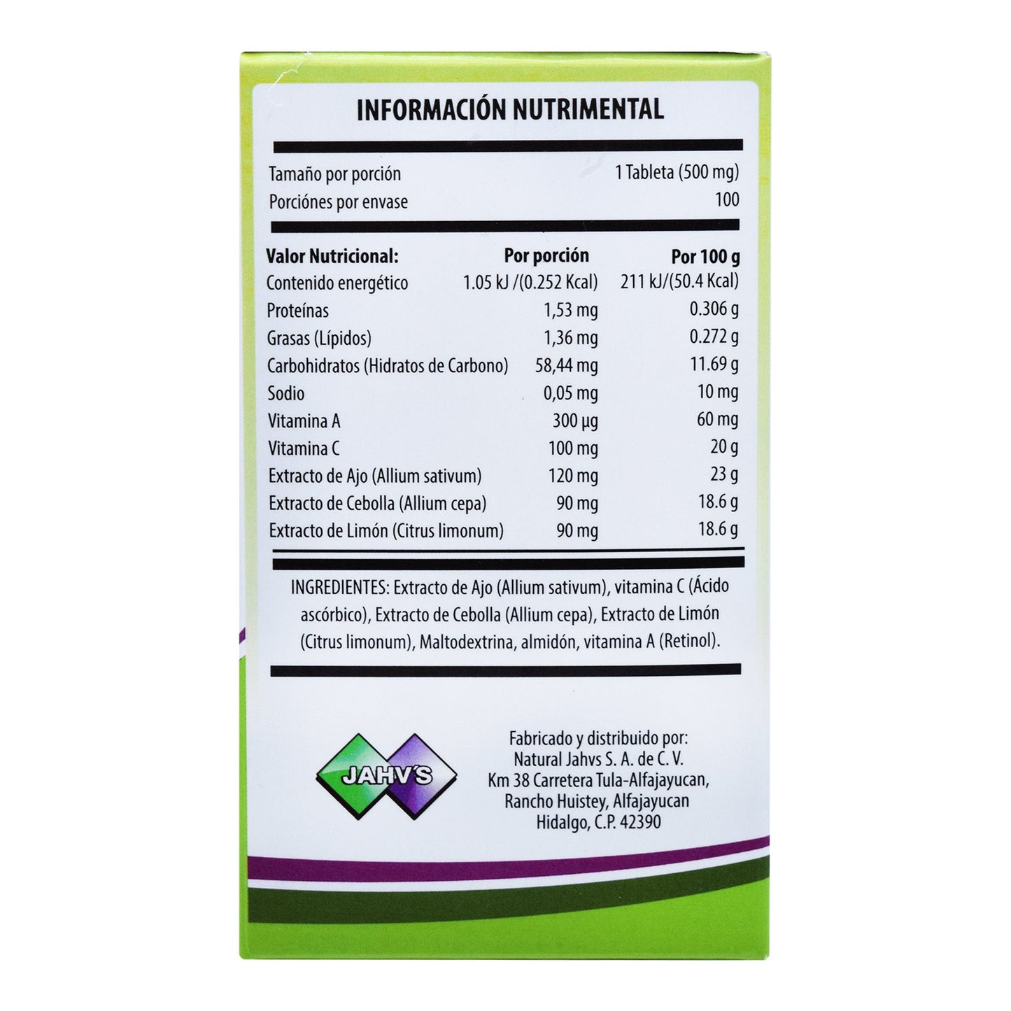 Acelim 500 Con 100 Tabletas (NATURAL JAHVS)