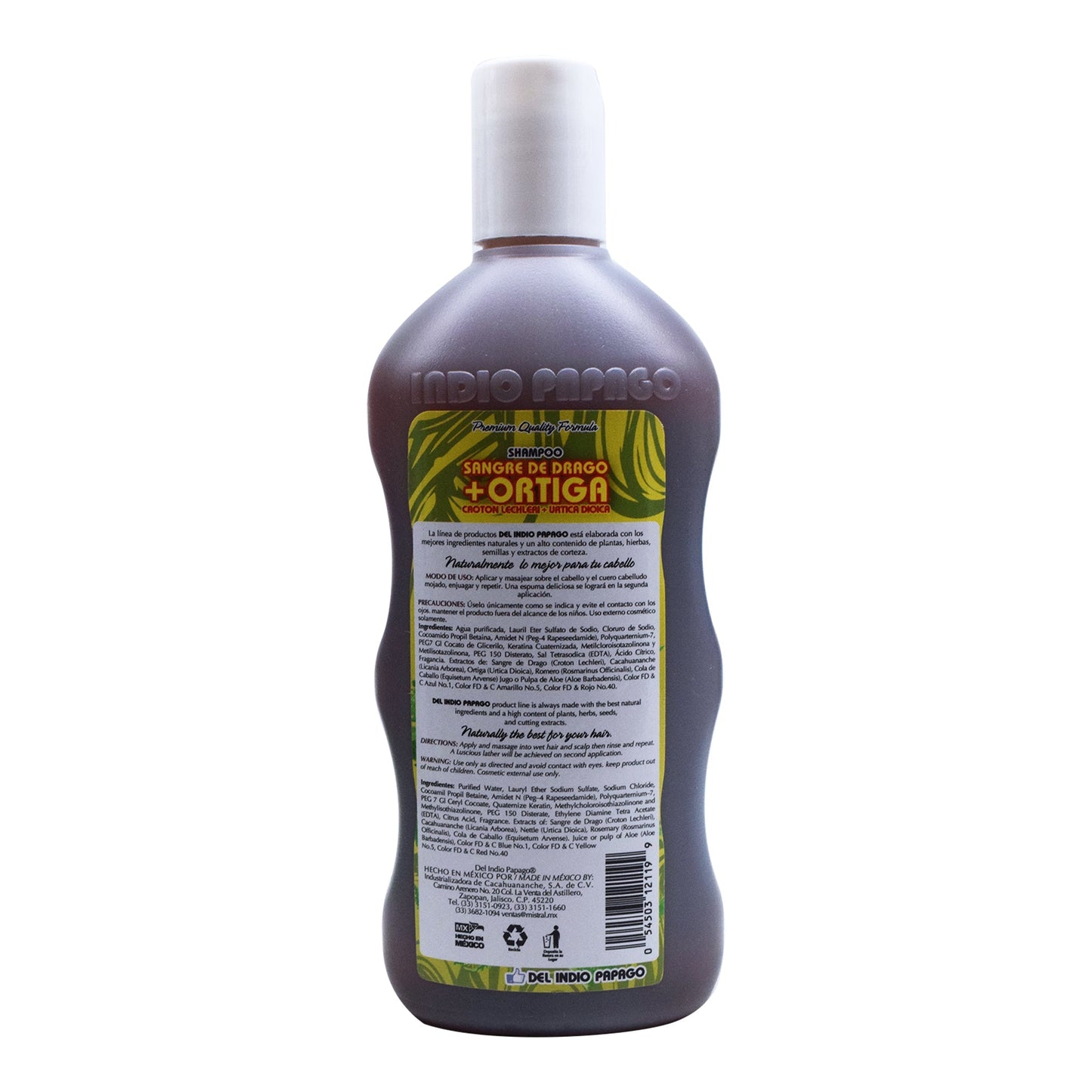 Shampoo Sangre De Drago Y Ortiga 550 Mililitros (DEL INDIO PAPAGO)