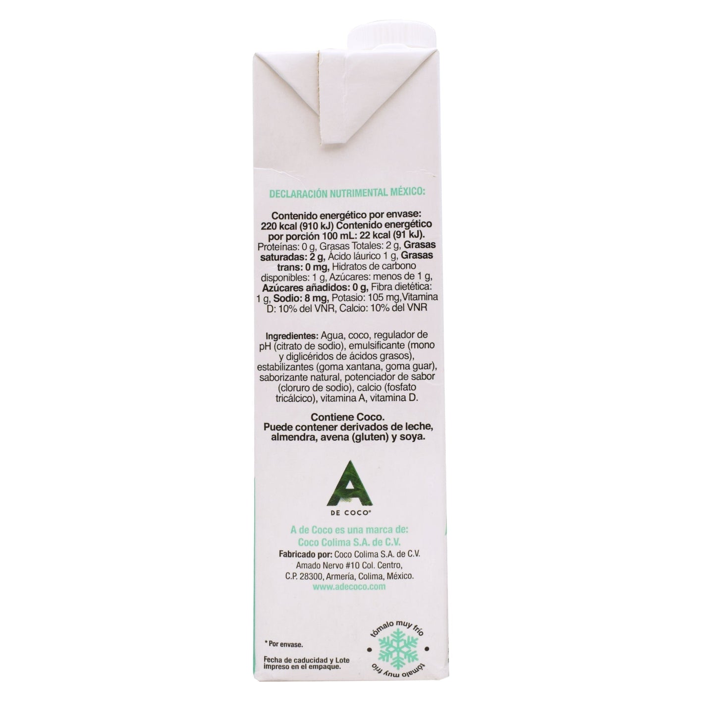 Bebida Coco Vainilla 1 L (A DE COCO)