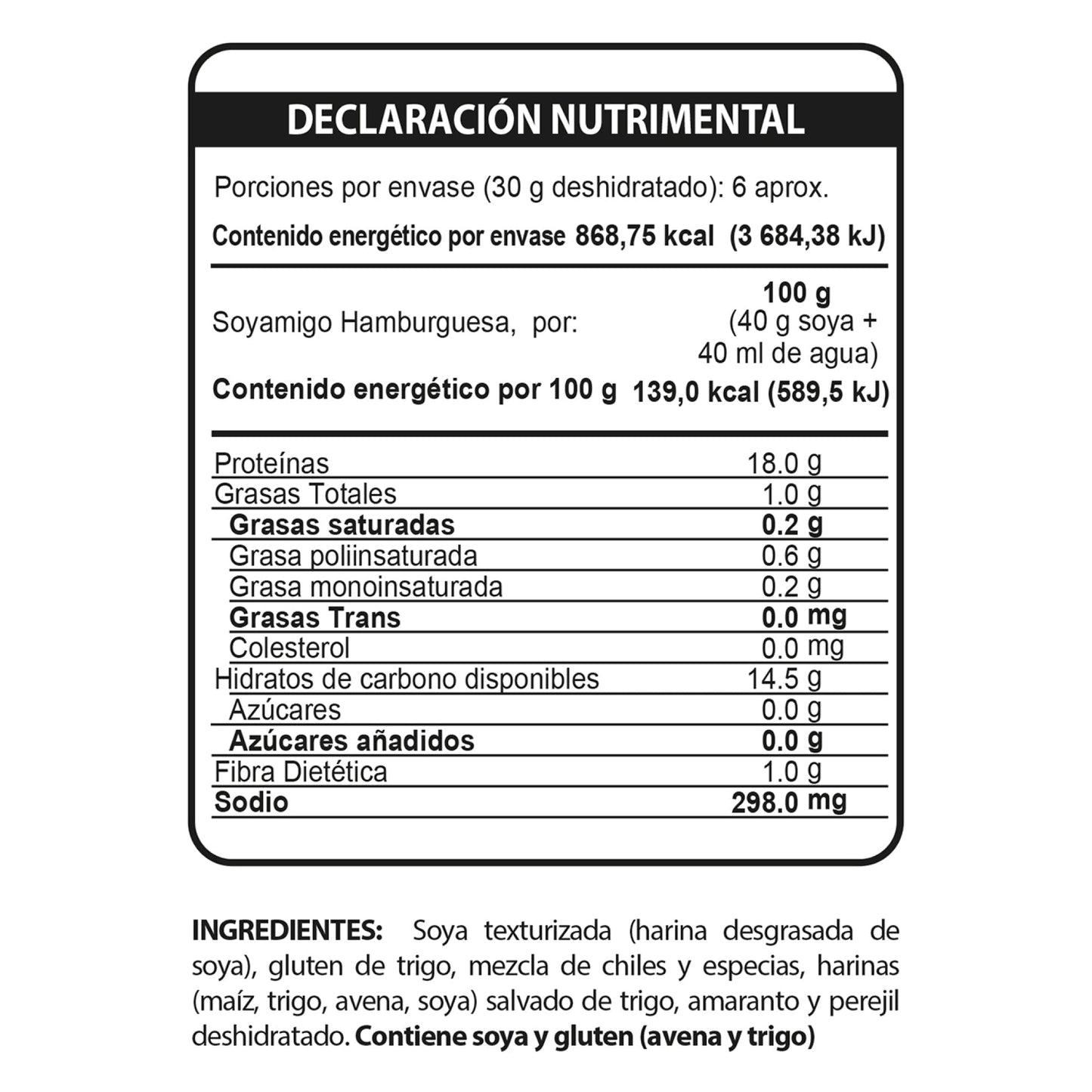 Hamburguesa 250 G (SOYAMIGO)