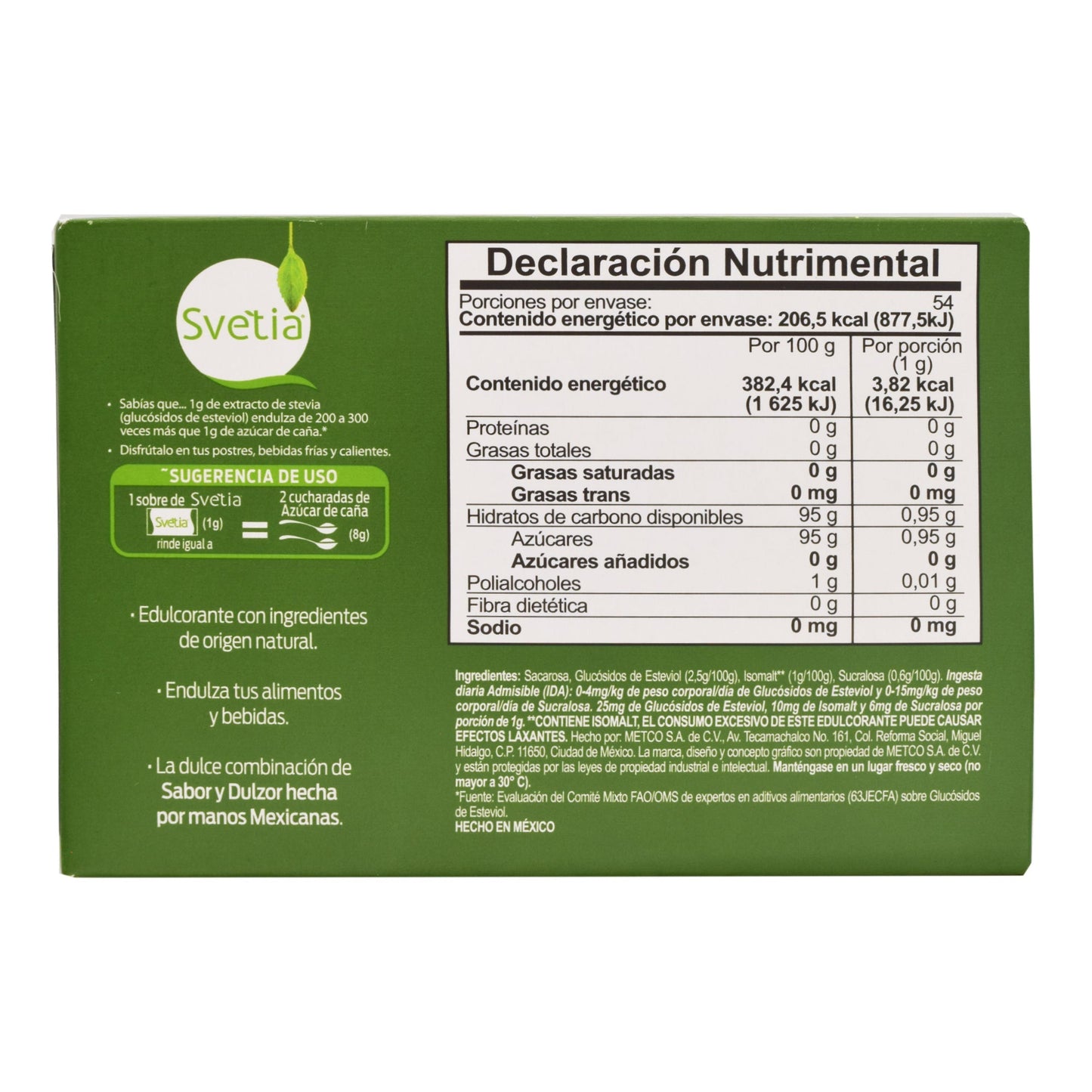 Endulzante Stevia 54 Sob (METCO)