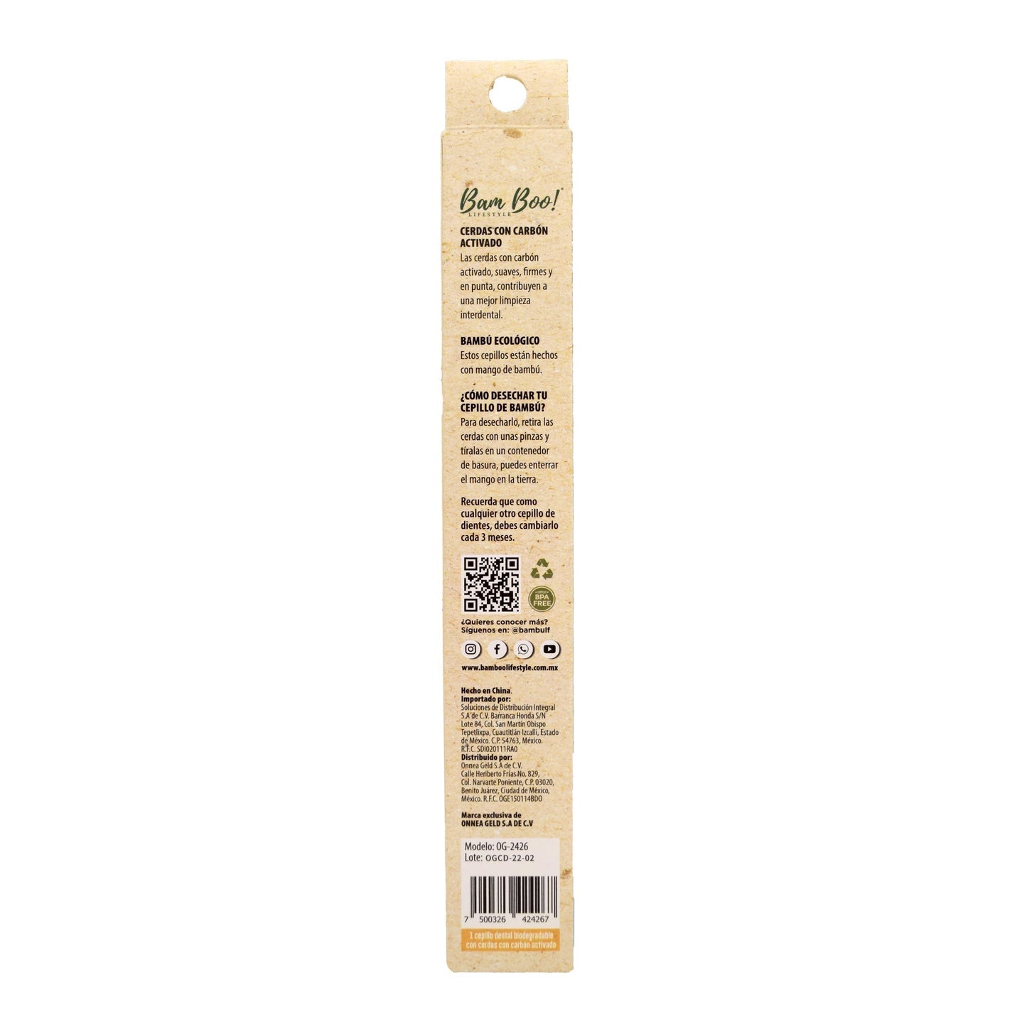 Cepillo Dental Carbon Activado 1 Pz (BAM BOO! LIFESTYLE)