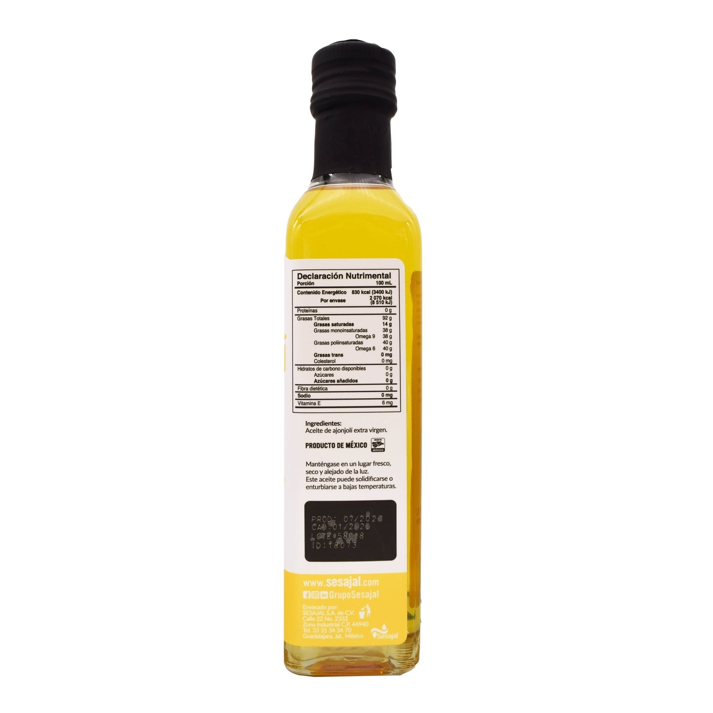 Aceite De Ajonjoli Extravirgen 250 Mililitros (INES)