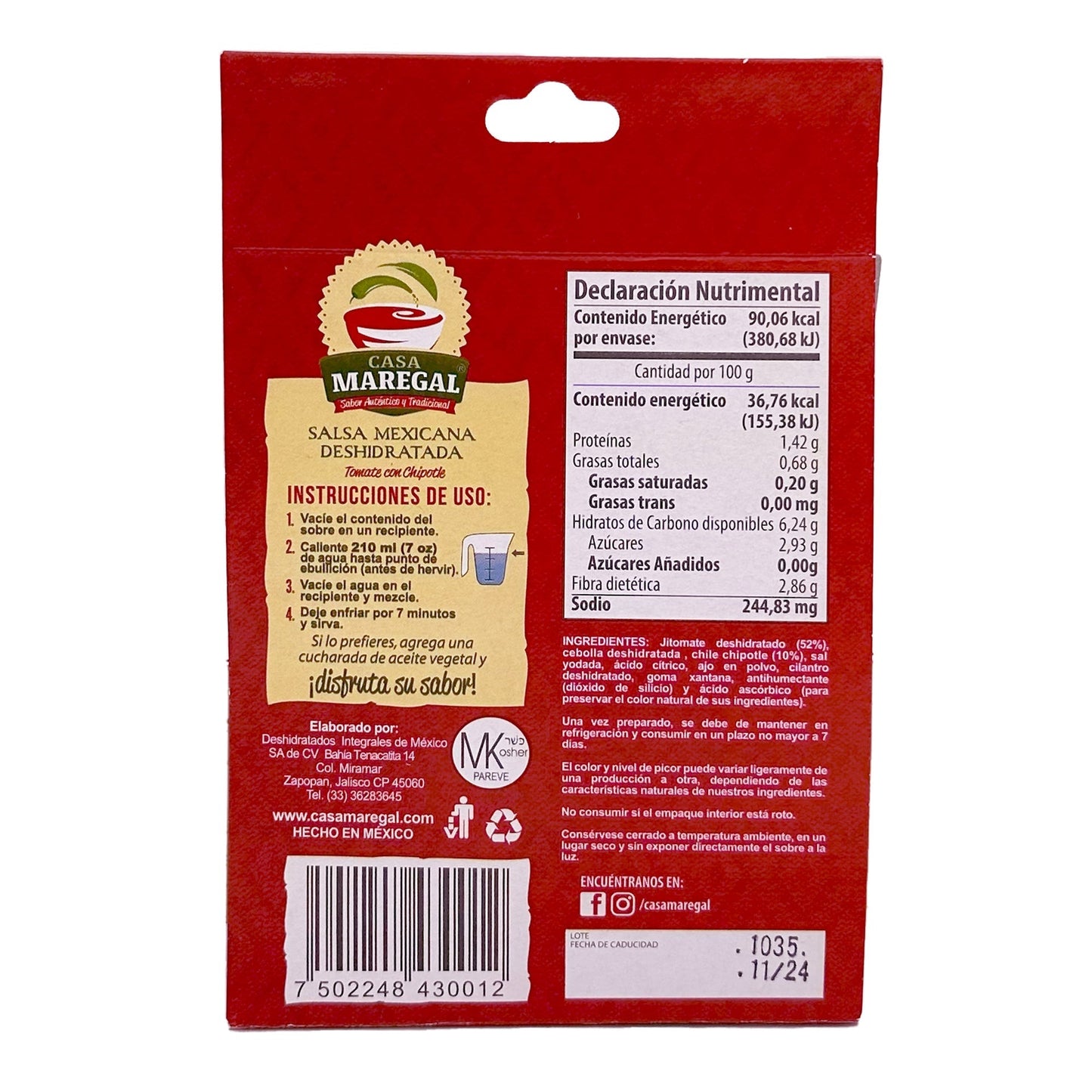 Salsa Deshidratada Tomate Y Chipotle 35 G (CASA MAREGAL)