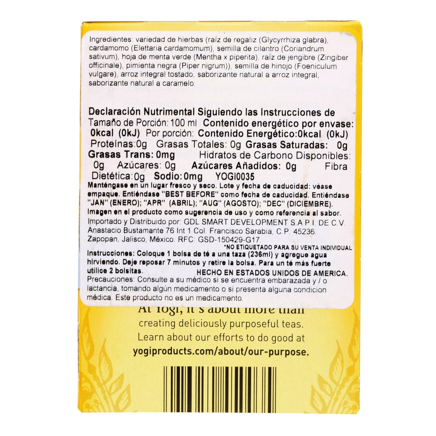Infusion De Hierbas Hinojo 16 Sob (YOGI)