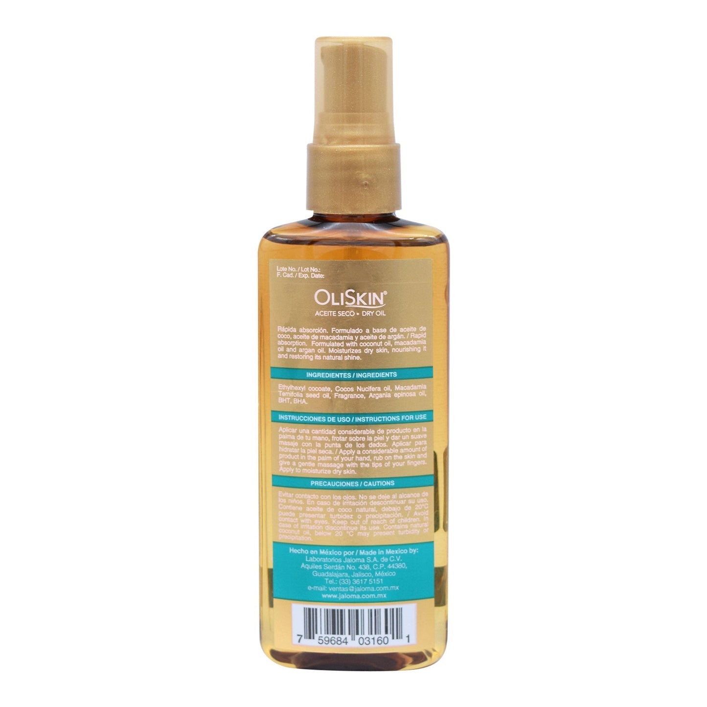 Aceite De Coco Macadamia Y Argan 100 Mililitros (OLISKIN)