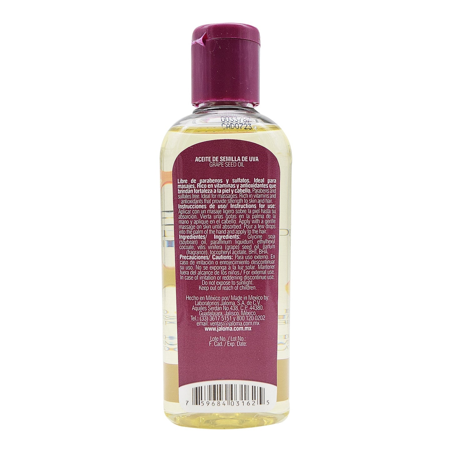 Aceite De Semilla De Uva 120 Mililitros (JALOMA)