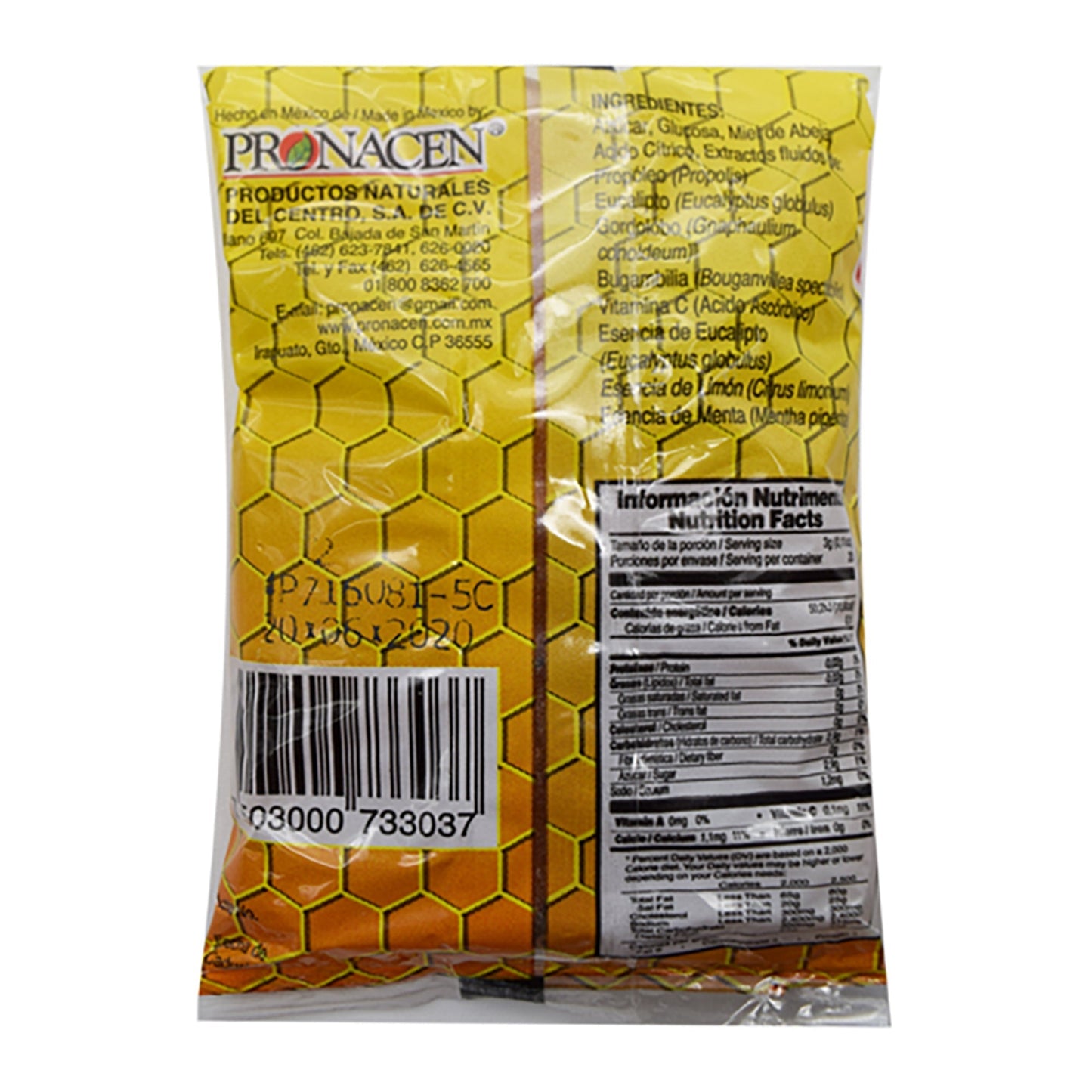 Caramelo Sin Tos 60 G (Paquete 30) (PRONACEN)