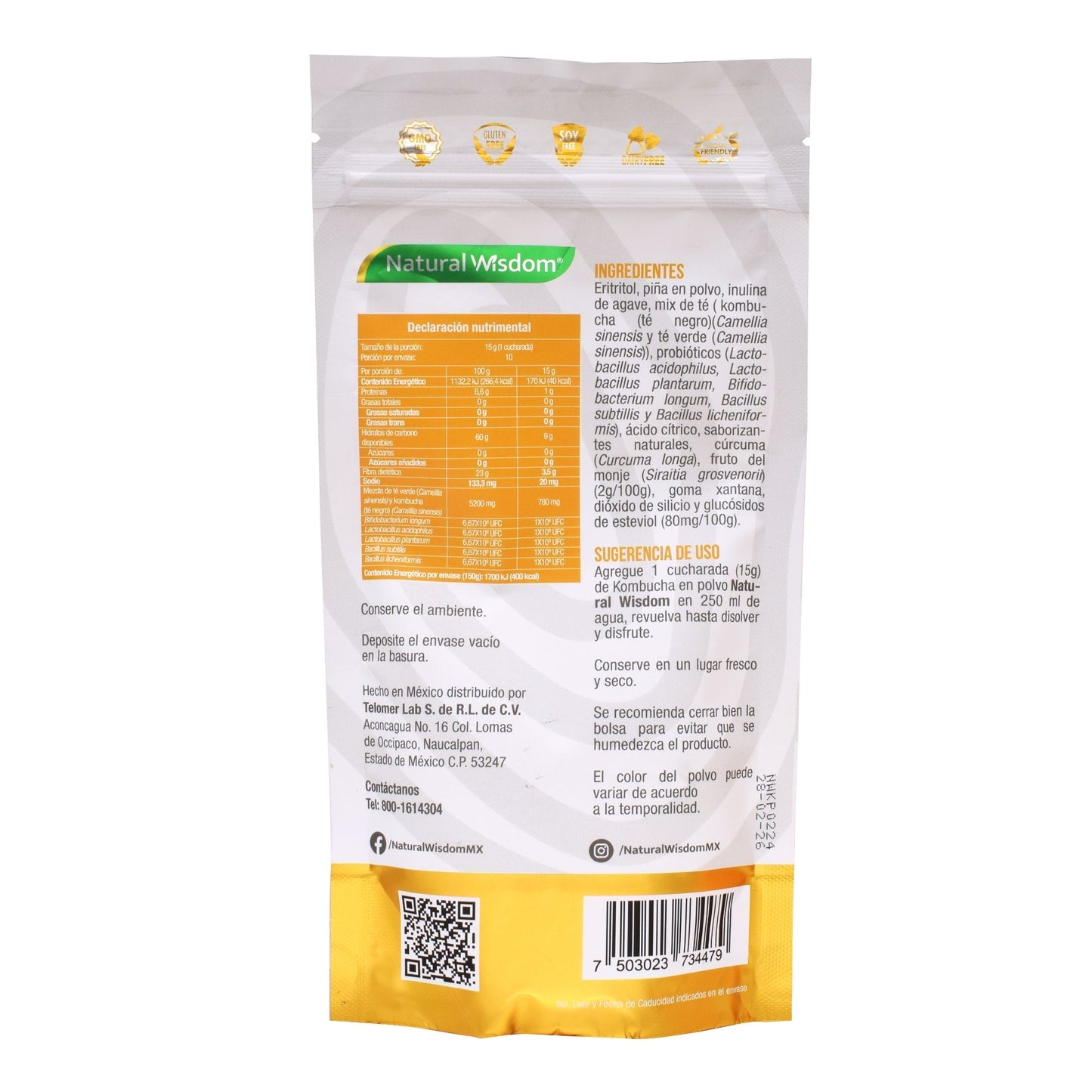 Kombucha Pií±a Curcuma 150 G (NATURAL WISDOM)