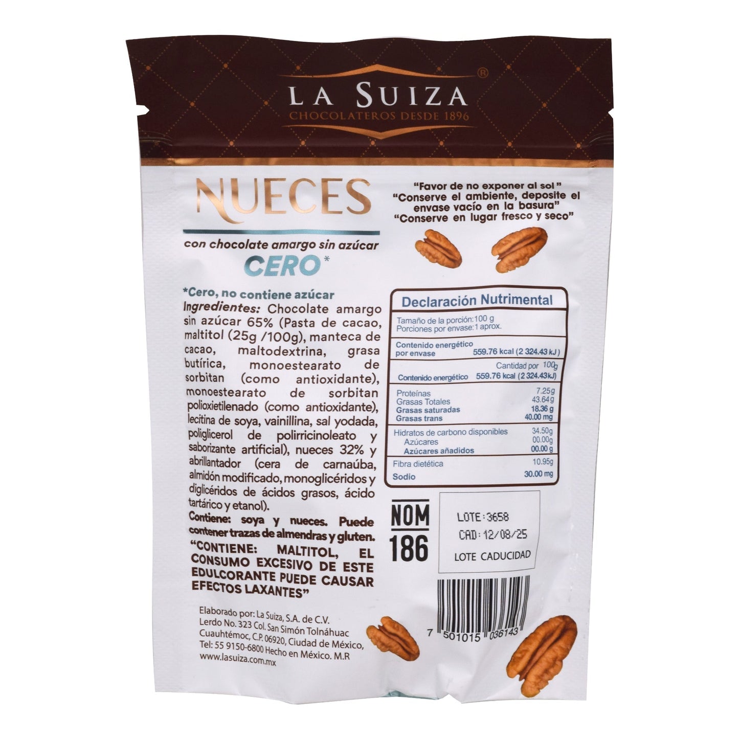 Nueces Cubiertas Chocolate Amargo 100 G (LA SUIZA)