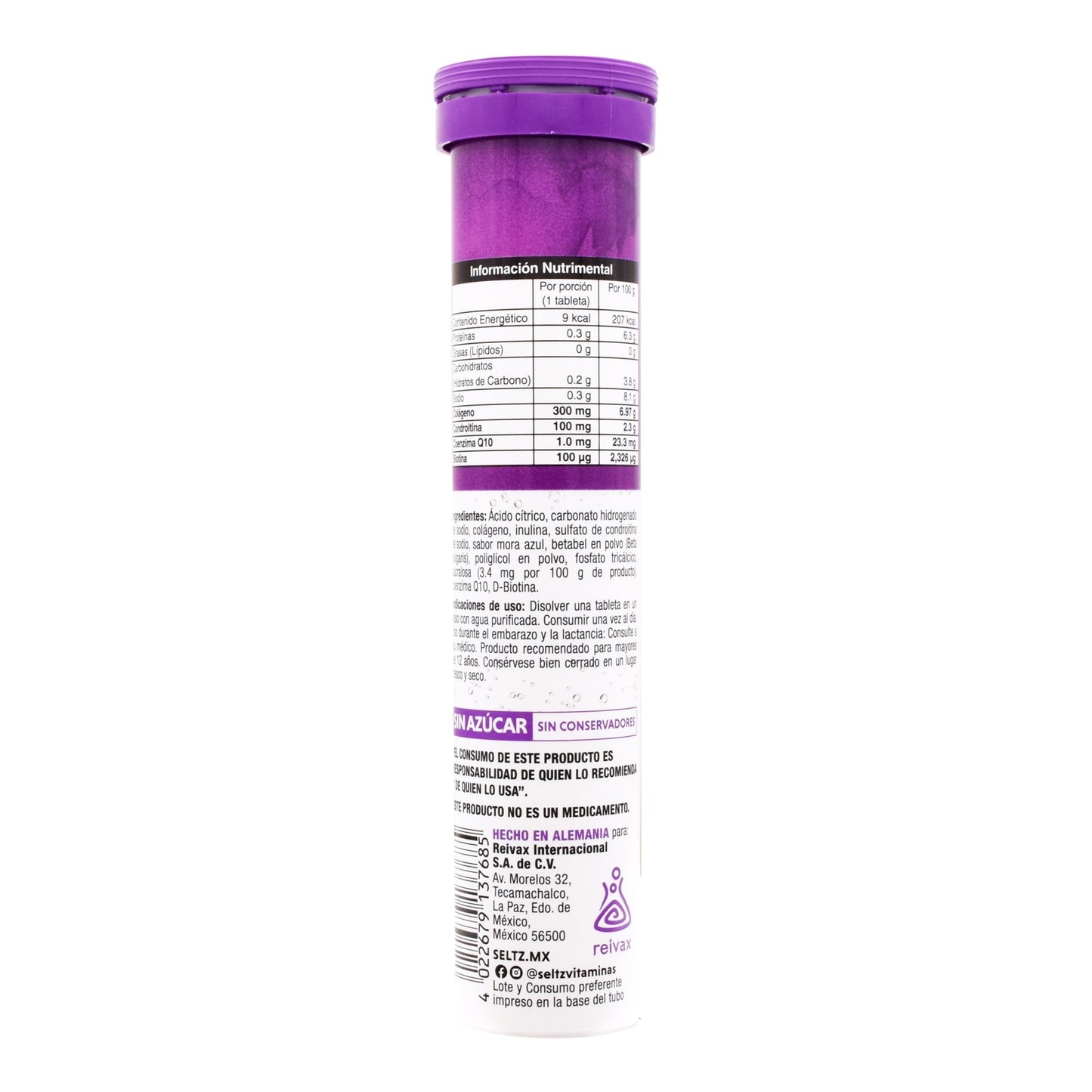 Colageno Biotina Condroitina Coenzima Q10 Efervescente 20 Tabletas (SELTZ)