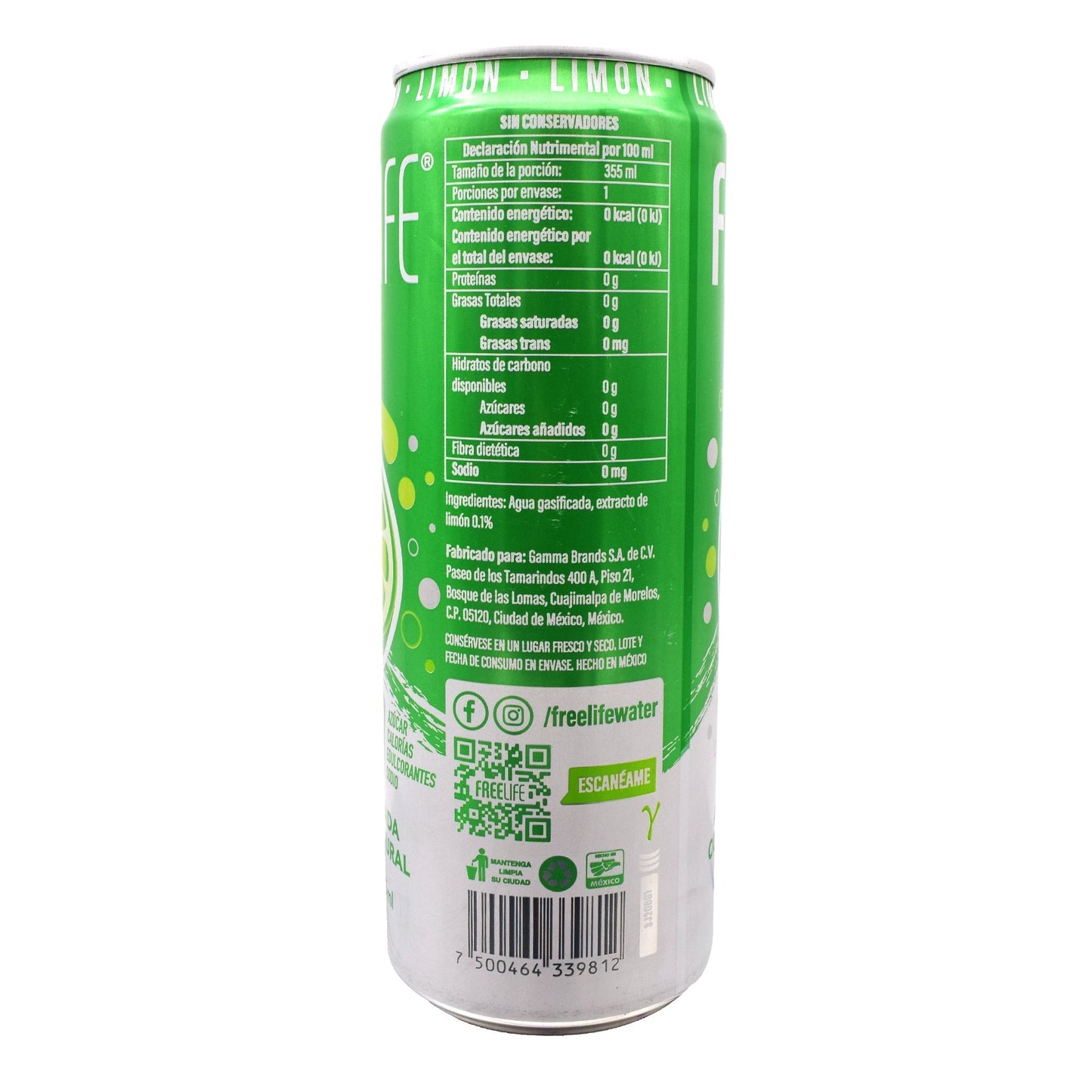 Agua Gasificada Limon 355 Mililitros (FREELIFE)