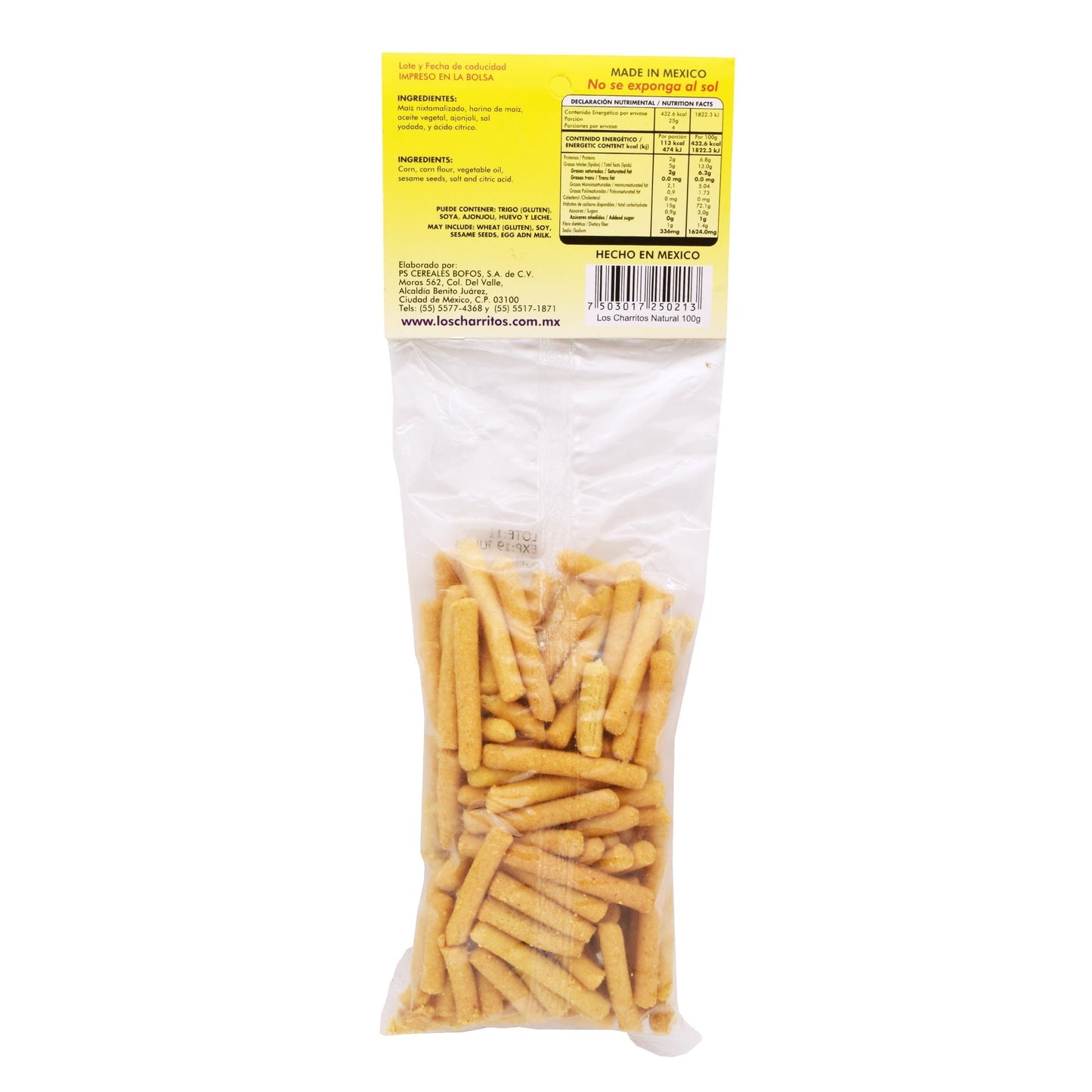 Churritos De Maiz Naturales 100 G (Caja 15) (LOS CHARRITOS)