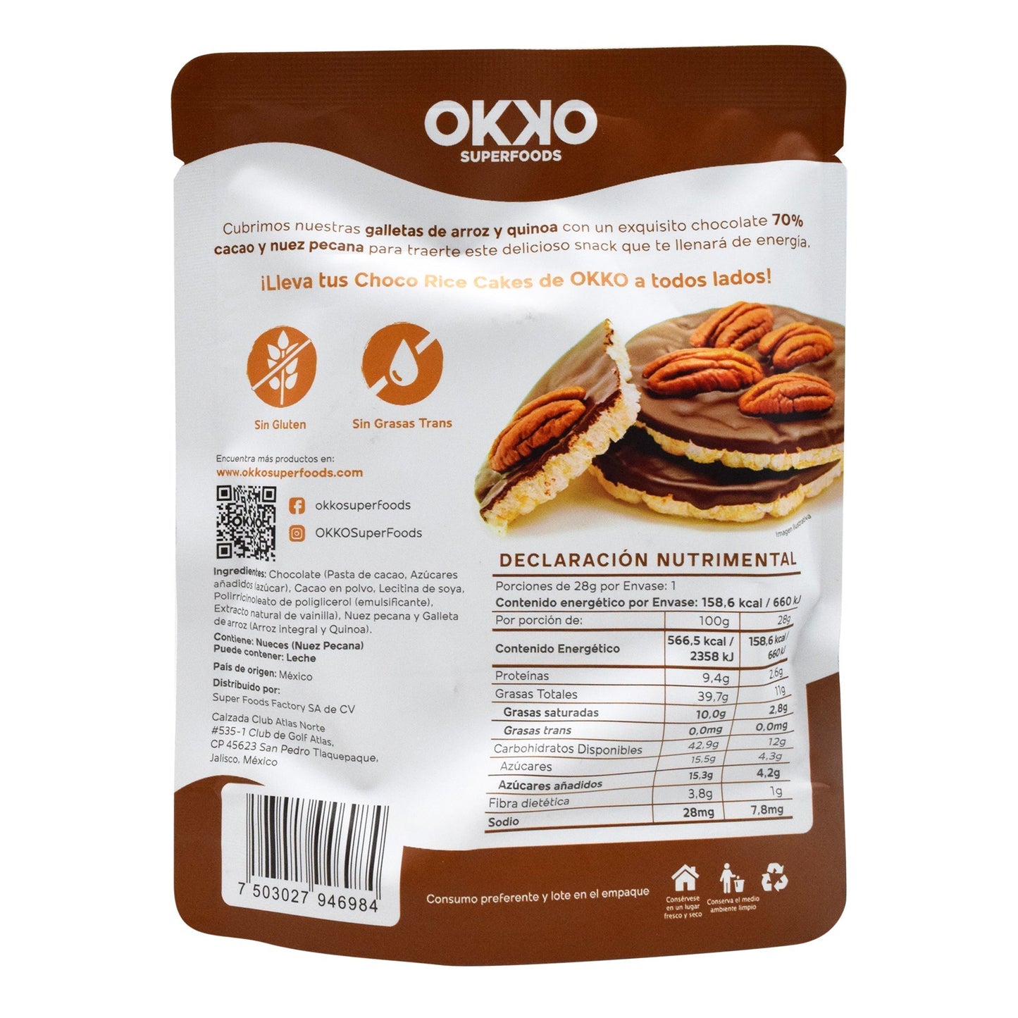 Galleta De Arroz Sab Chocolate Y Nuez 28 G (OKKO)