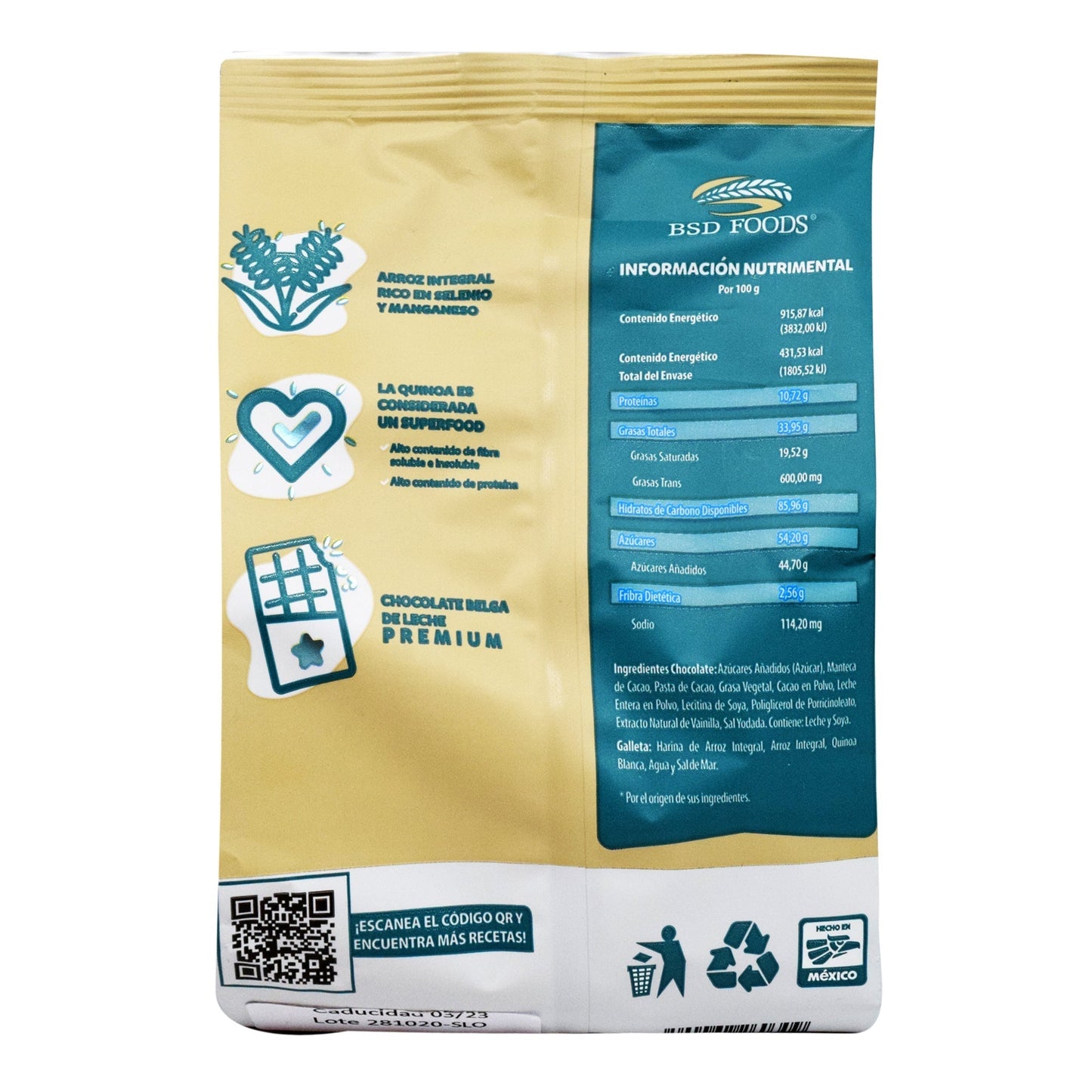 Mini Galletas De Arroz Con Chocolate Belga 80 G (BSD FOODS)