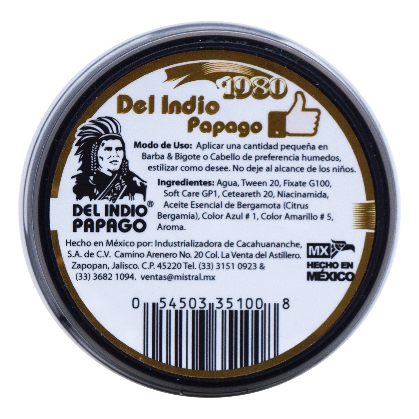 Cera Para Barba Y Bigote Con Bergamota 88 G (DEL INDIO PAPAGO)