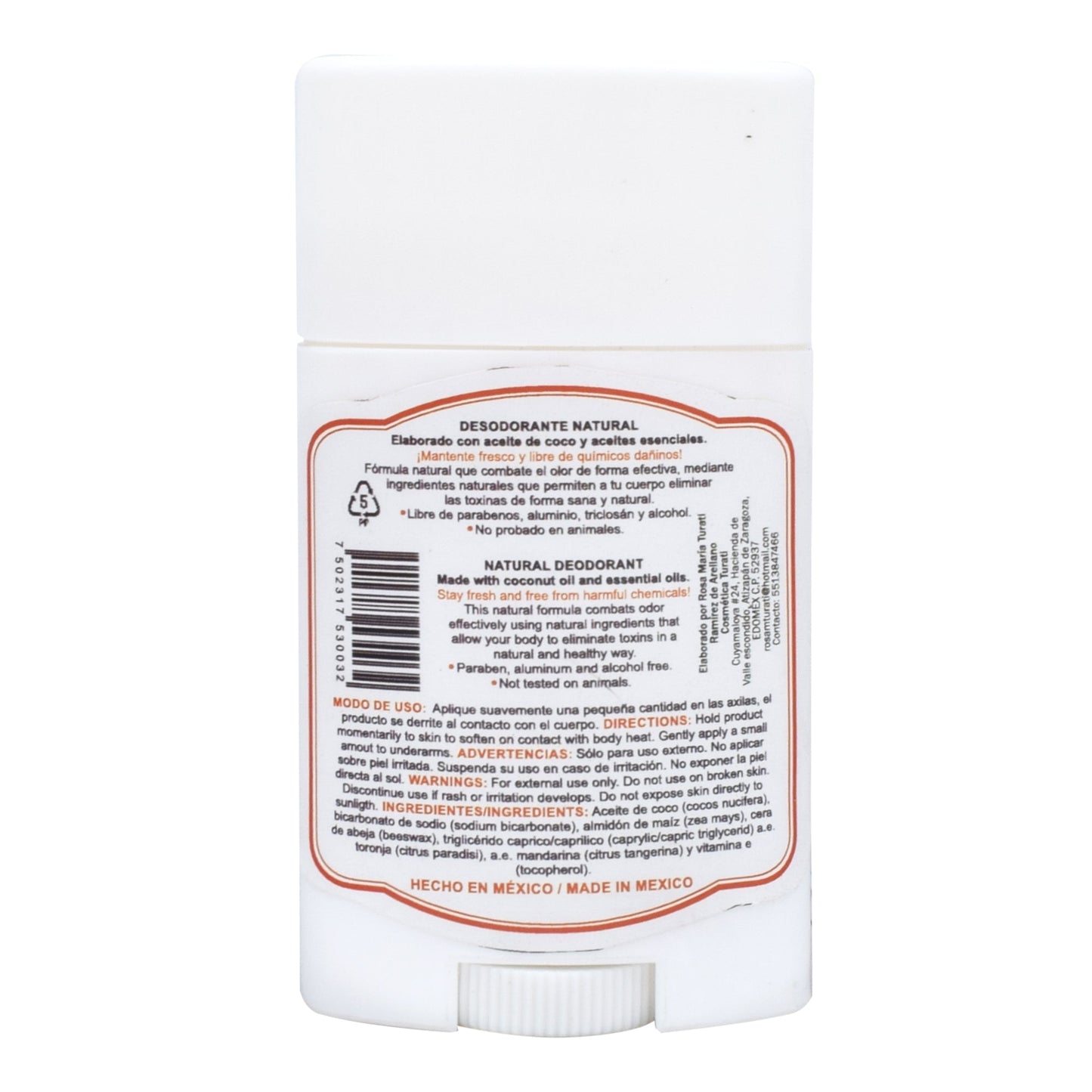 Desodorante En Barra Toronja Mandarina 55 G (TURATI)