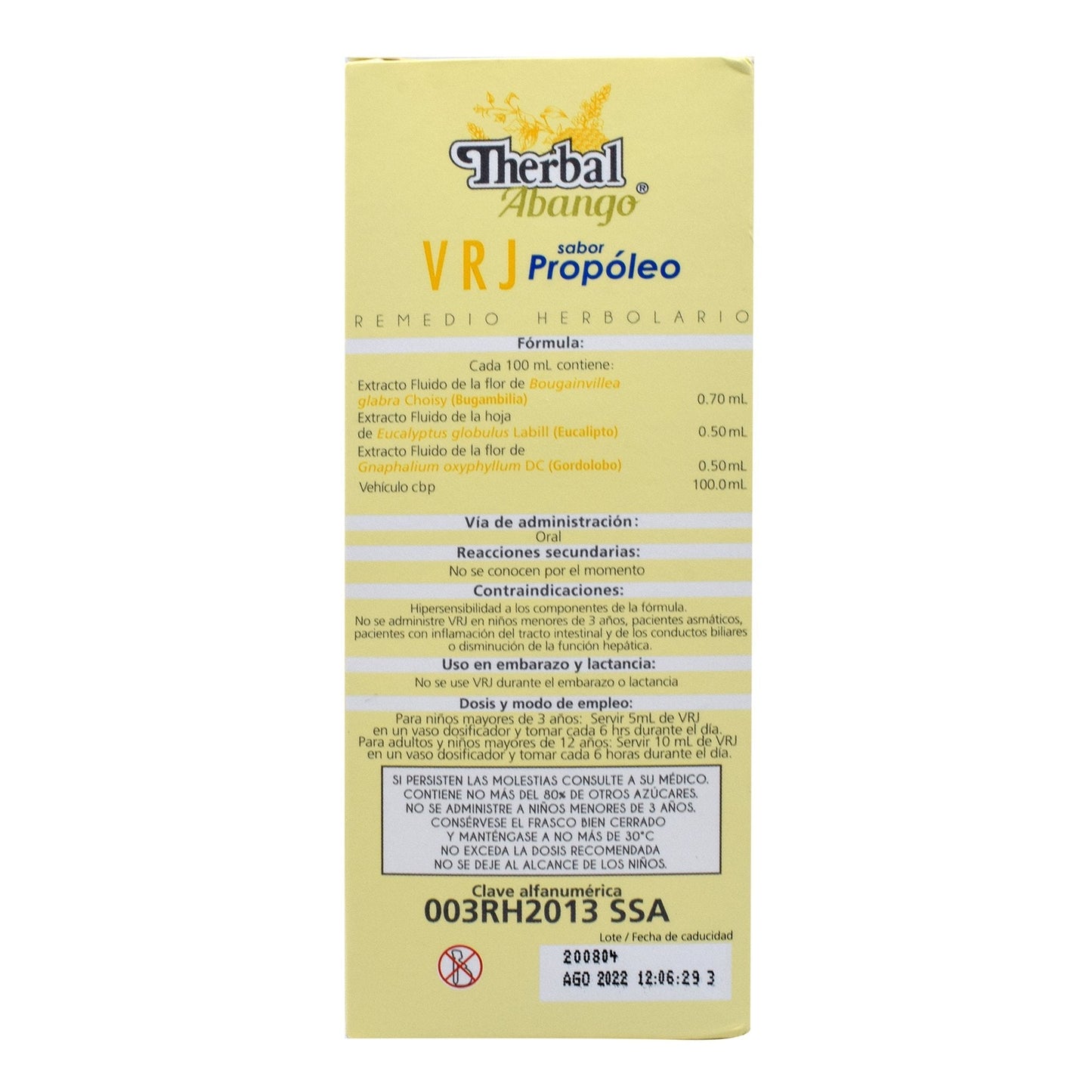 Jarabe VRJ Sab Propoleo 240 Mililitros (THERBAL)