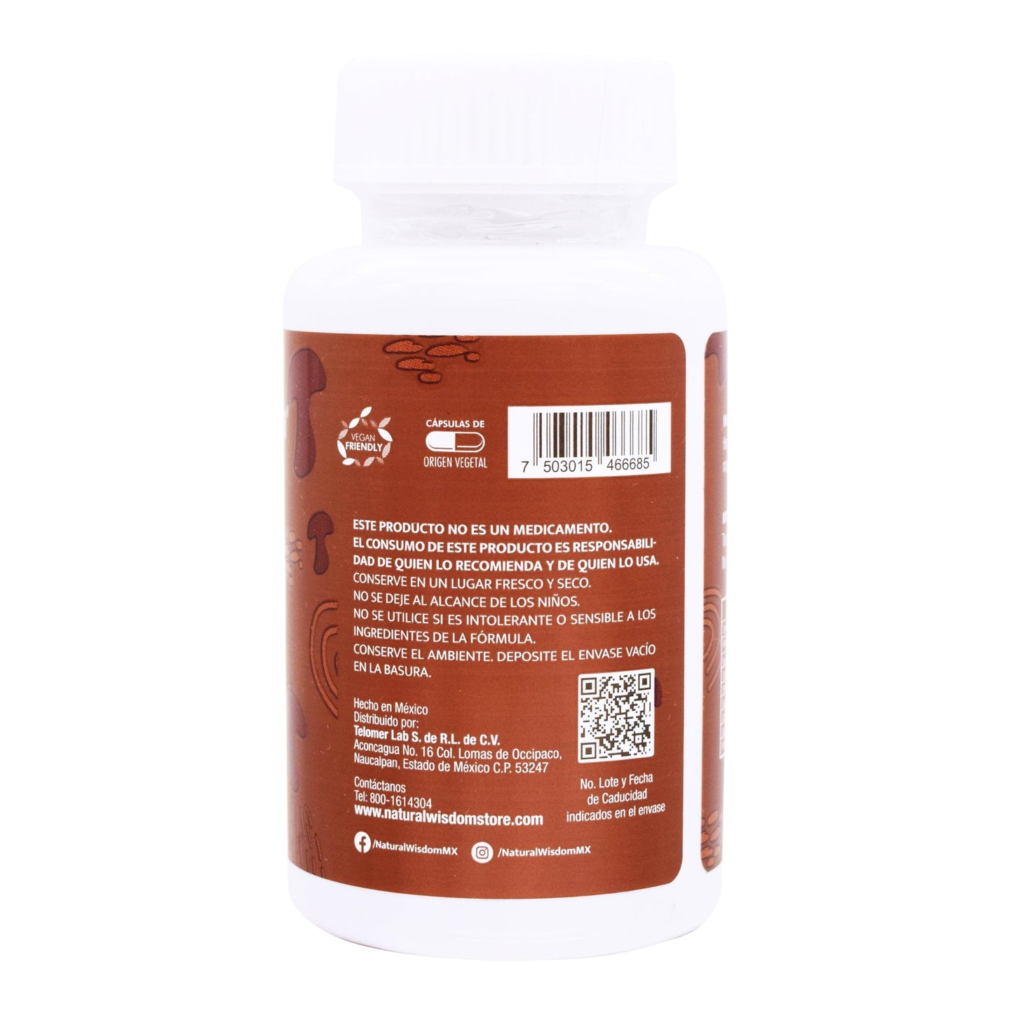 Ganoderma Hongo Reishi 60 Cápsulas (NATURAL WISDOM)