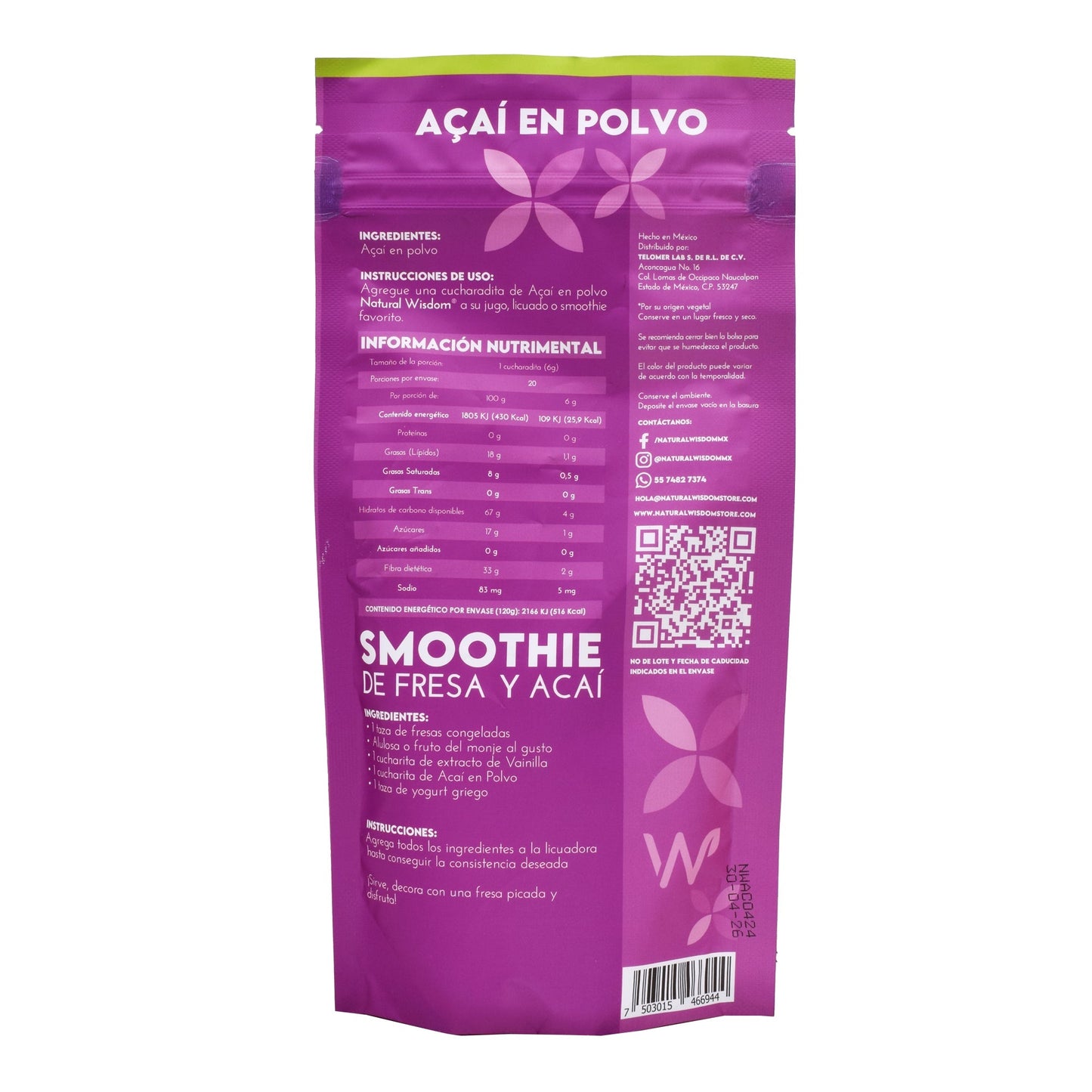 Acai En Polvo 120 G (NATURAL WISDOM)