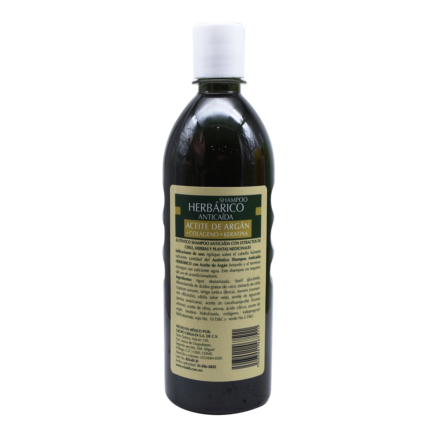 Shampoo Anticaida Con Aceite De Argan Colageno Y Queratina 600 Mililitros (CRISALDI)