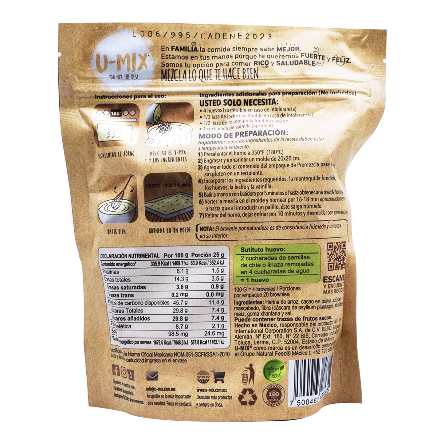 Pre Mezcla Para Brownie 500 G (U-MIX)