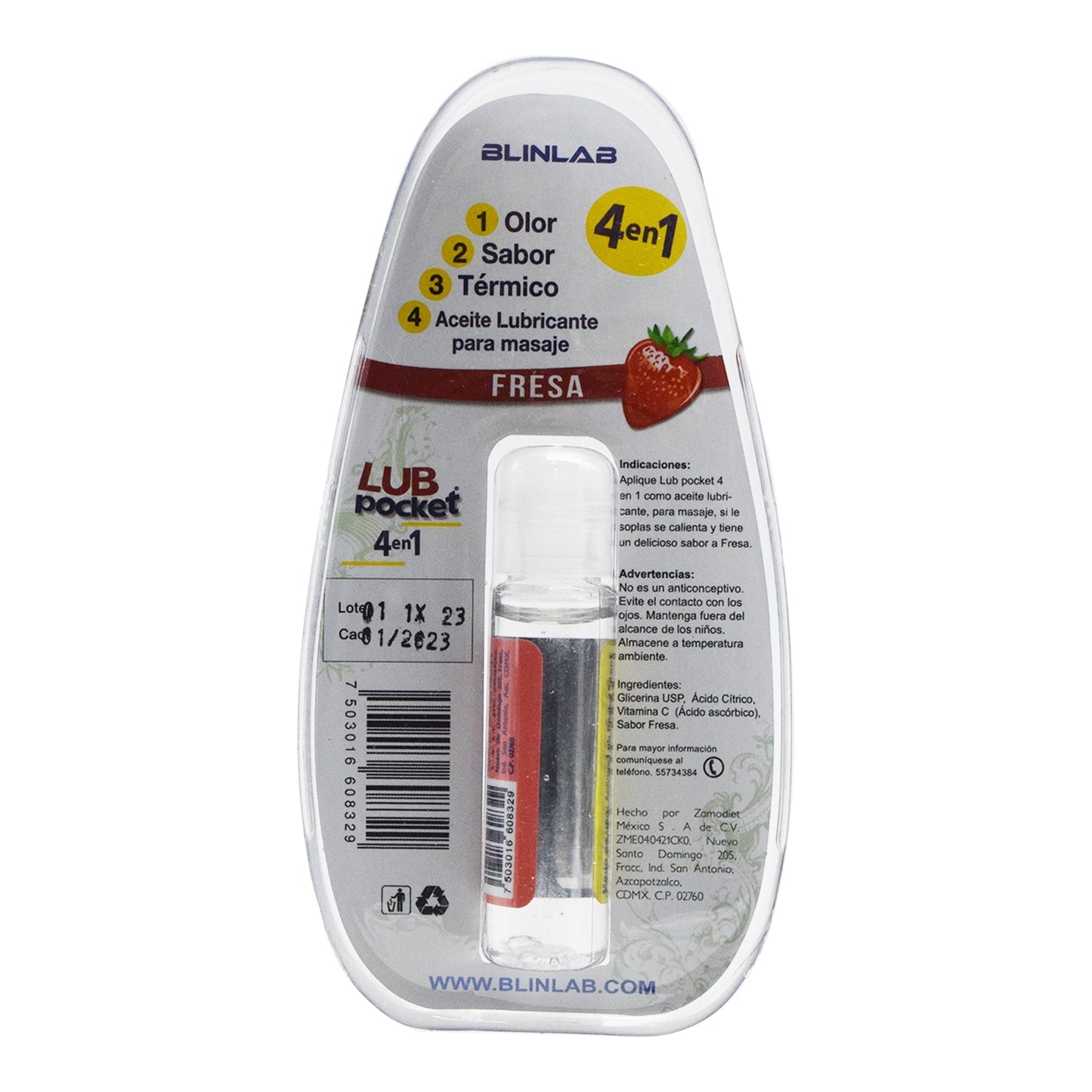 Lubricante 4 En 1 Sabor Fresa 10 Mililitros (BLINLAB)