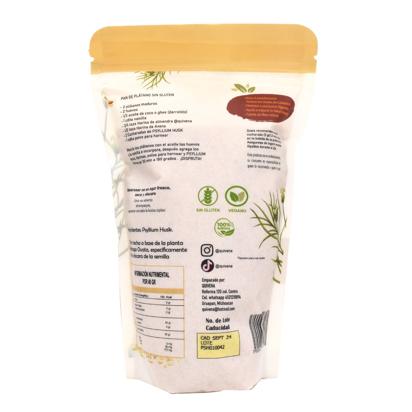 Plantago Psyllium Natural 200 G (QUIVENA)