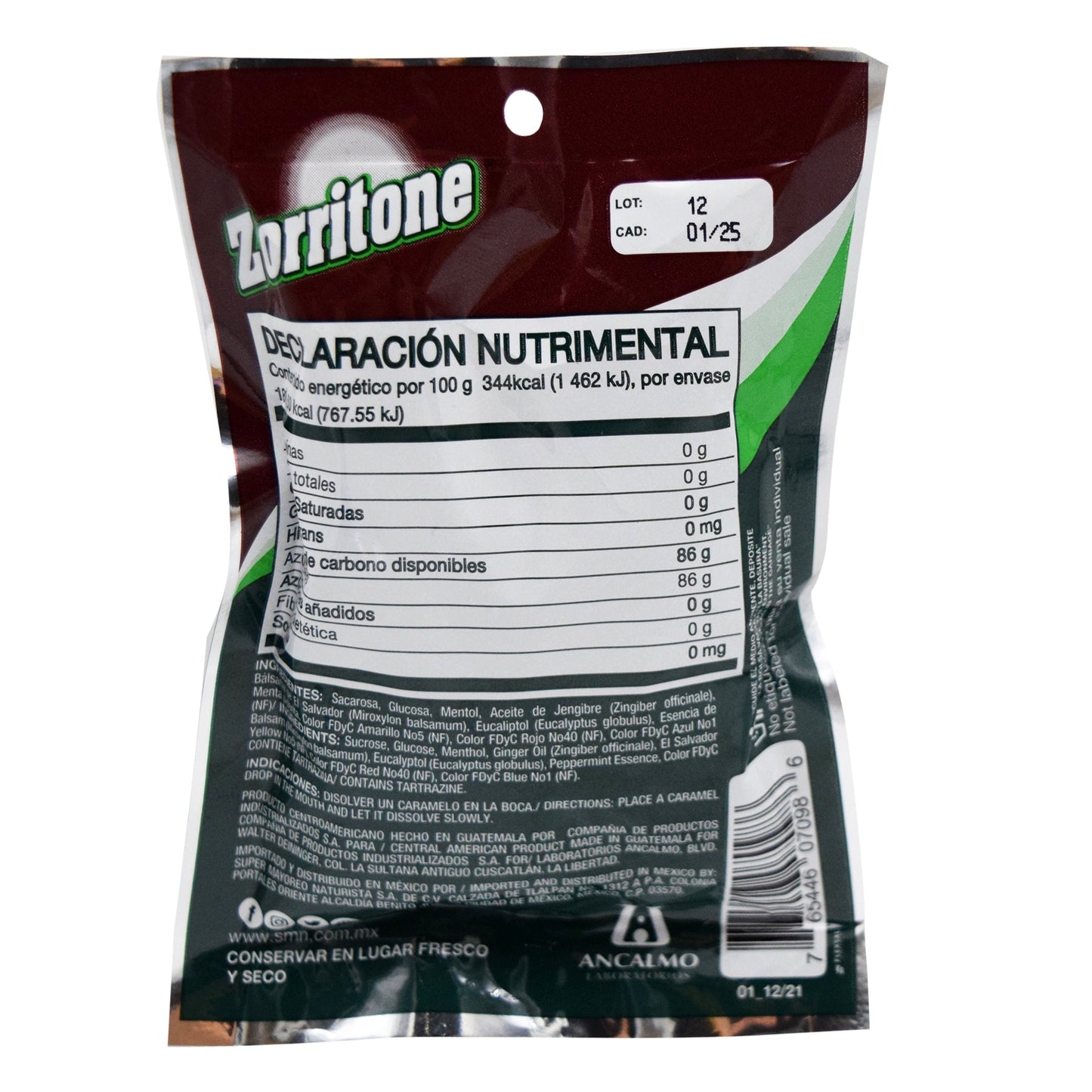 Caramelo Zorritone Jengibre 15 Caramelos Bolsa (ANCALMO)