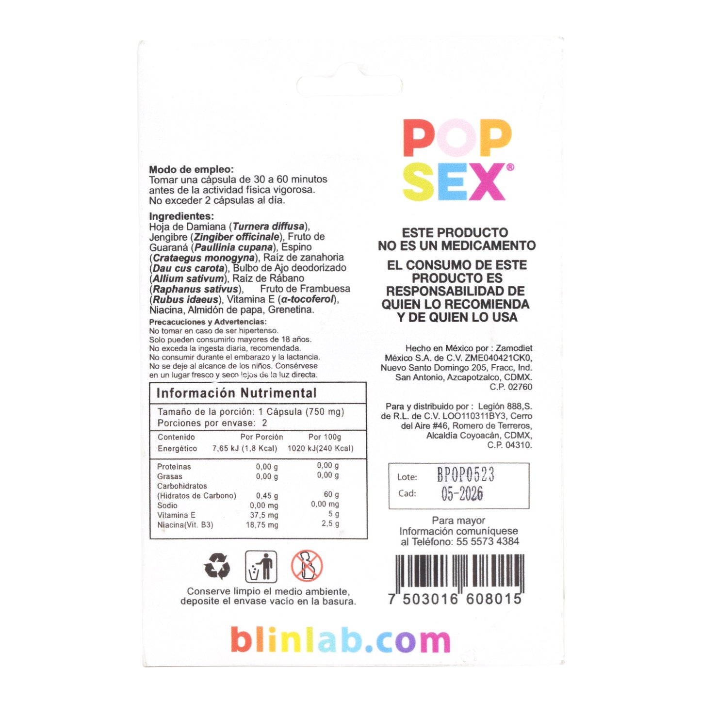 Pop Sex 2 Cápsulas (BLINLAB)