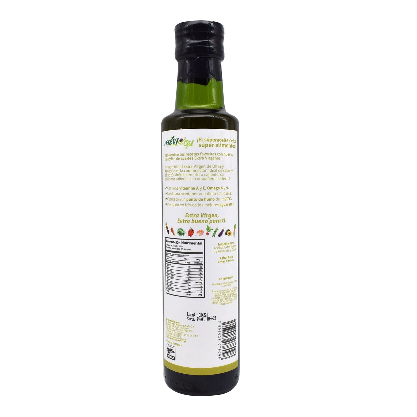 Aceite De Oliva Y Aguacate Extra Virgen 250 Mililitros (MEVI OIL)