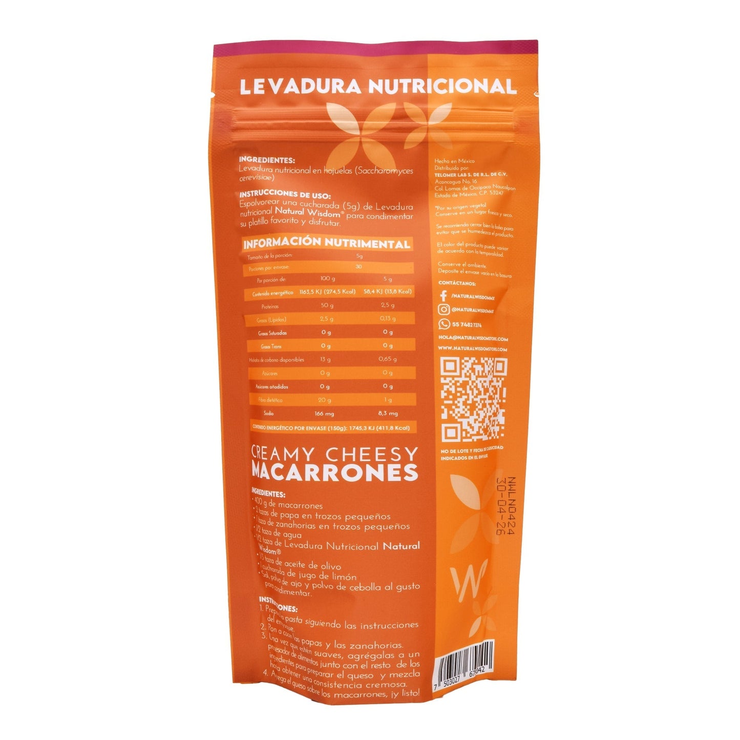 Levadura Nutricional Sab Queso 150 G (NATURAL WISDOM)