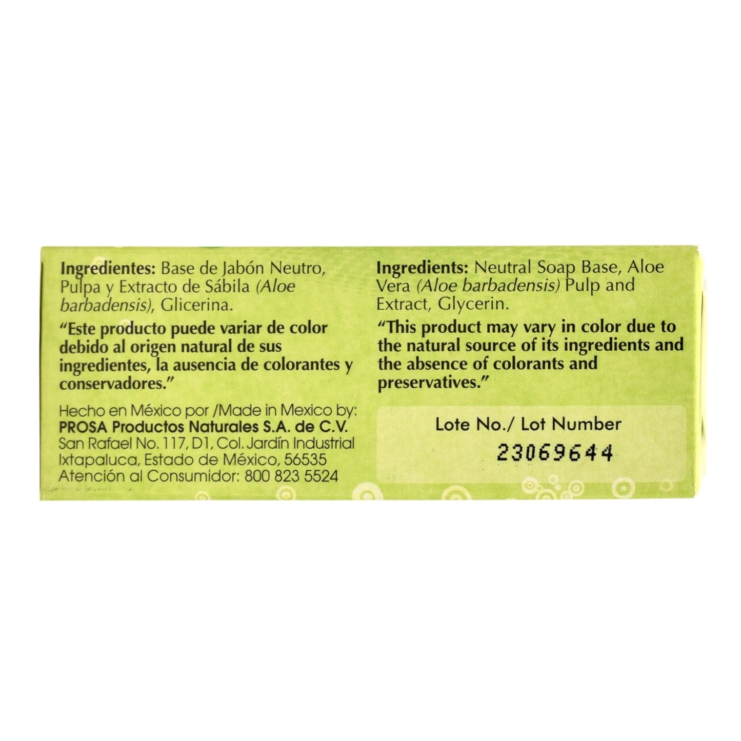 Jabon De Aloe Vera 90 G (PROSA)