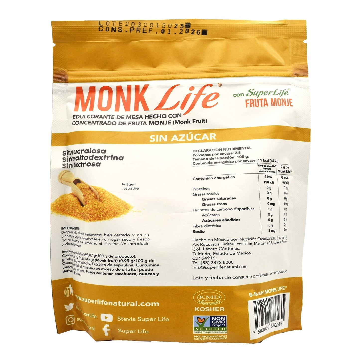Sustituto De Azucar Morena 250 G (MONK LIFE)