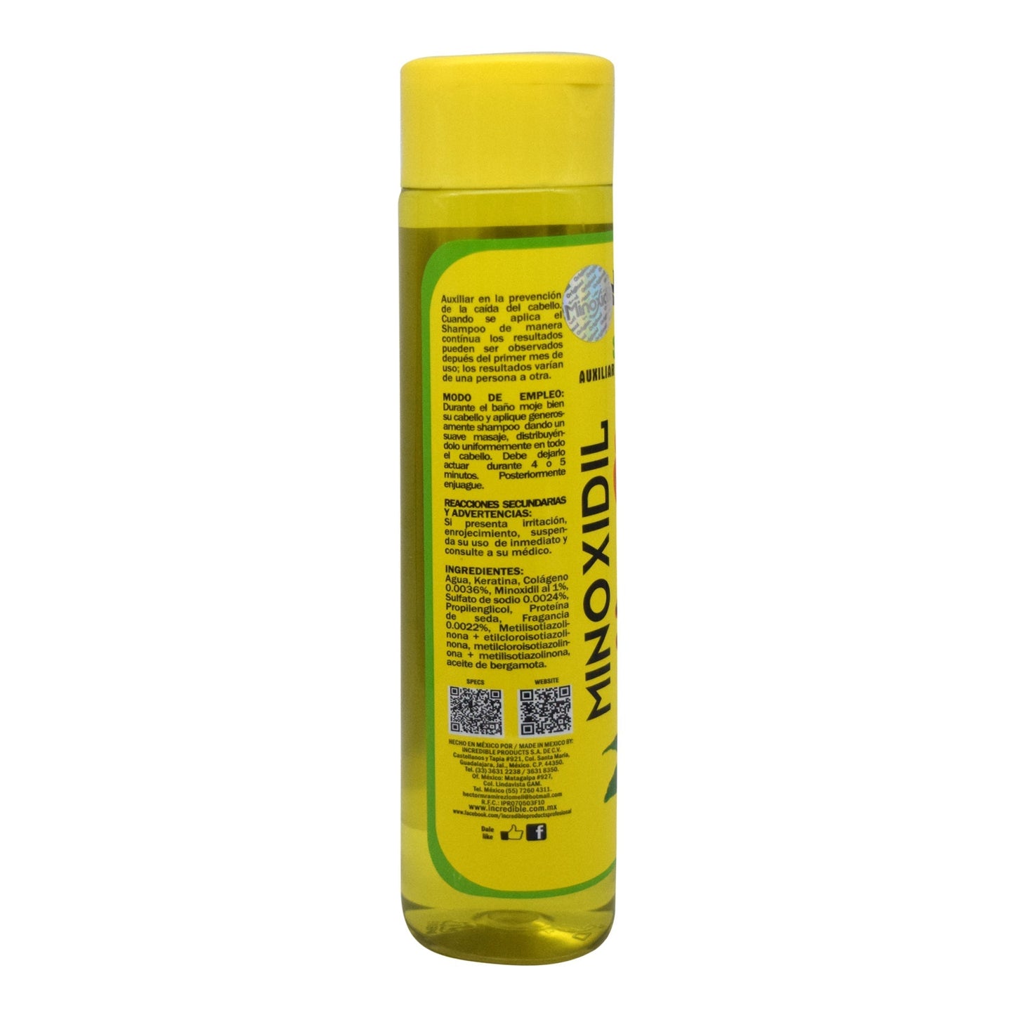 Shampoo Minoxidil Y Bergamota 500 Mililitros (INCREDIBLE PRODUCTS)