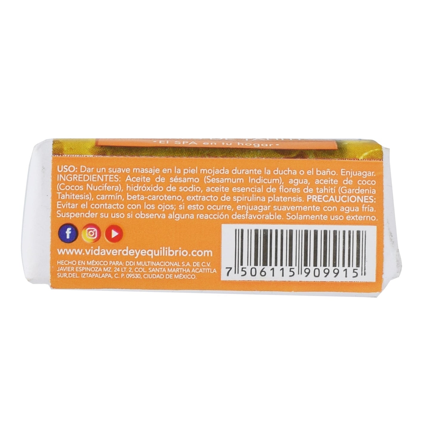 Jabon Artesanal Flores De Tahiti 100 G (VIDA VERDE Y E.)
