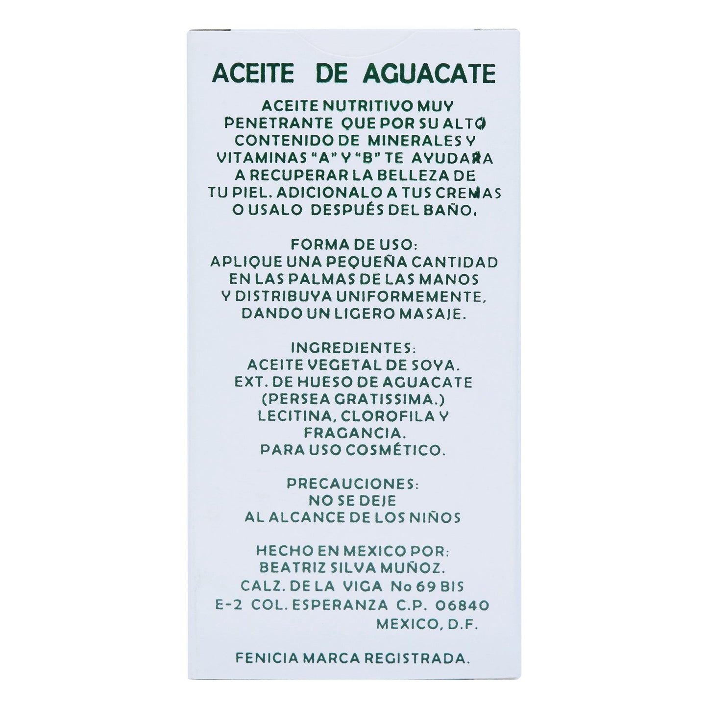 Aceite De Aguacate 60 Mililitros (FENICIA)