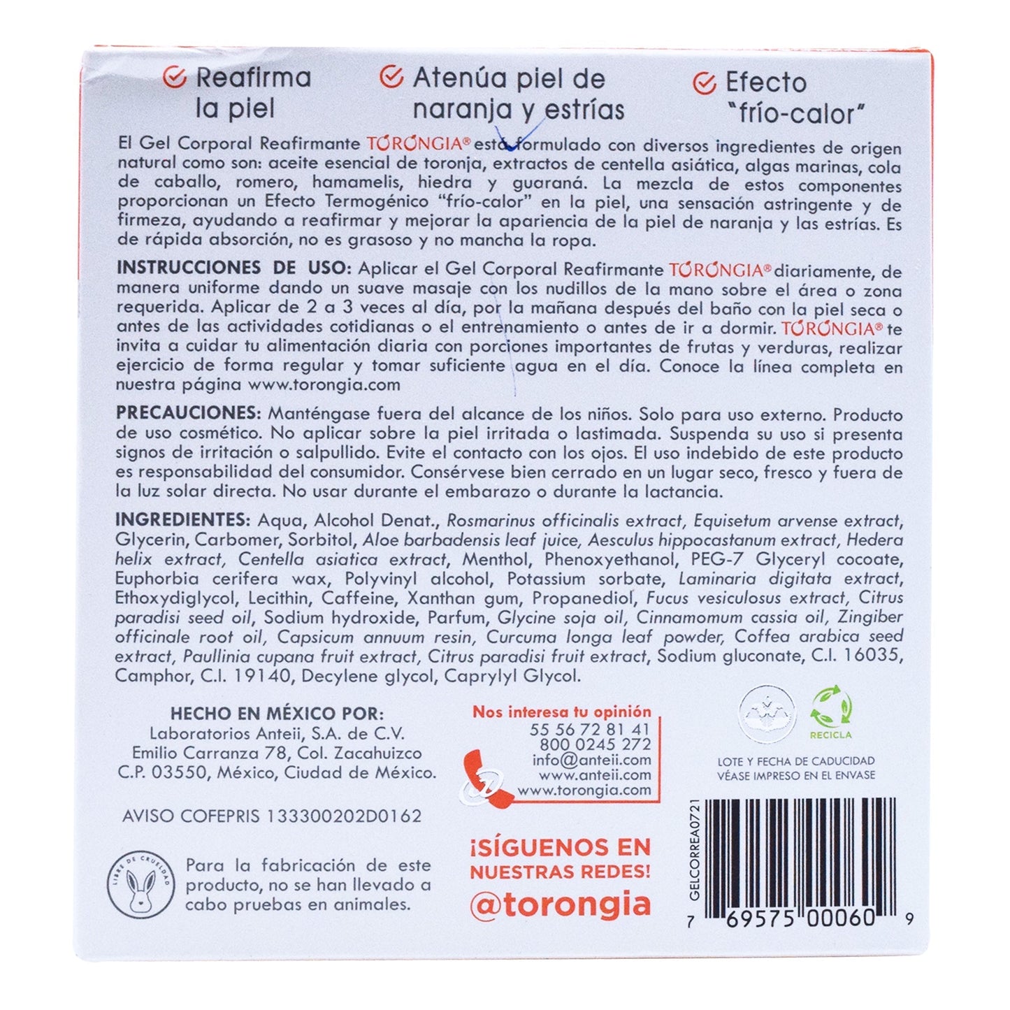 Gel Corporal De Torongia 475 G (TORONGIA)